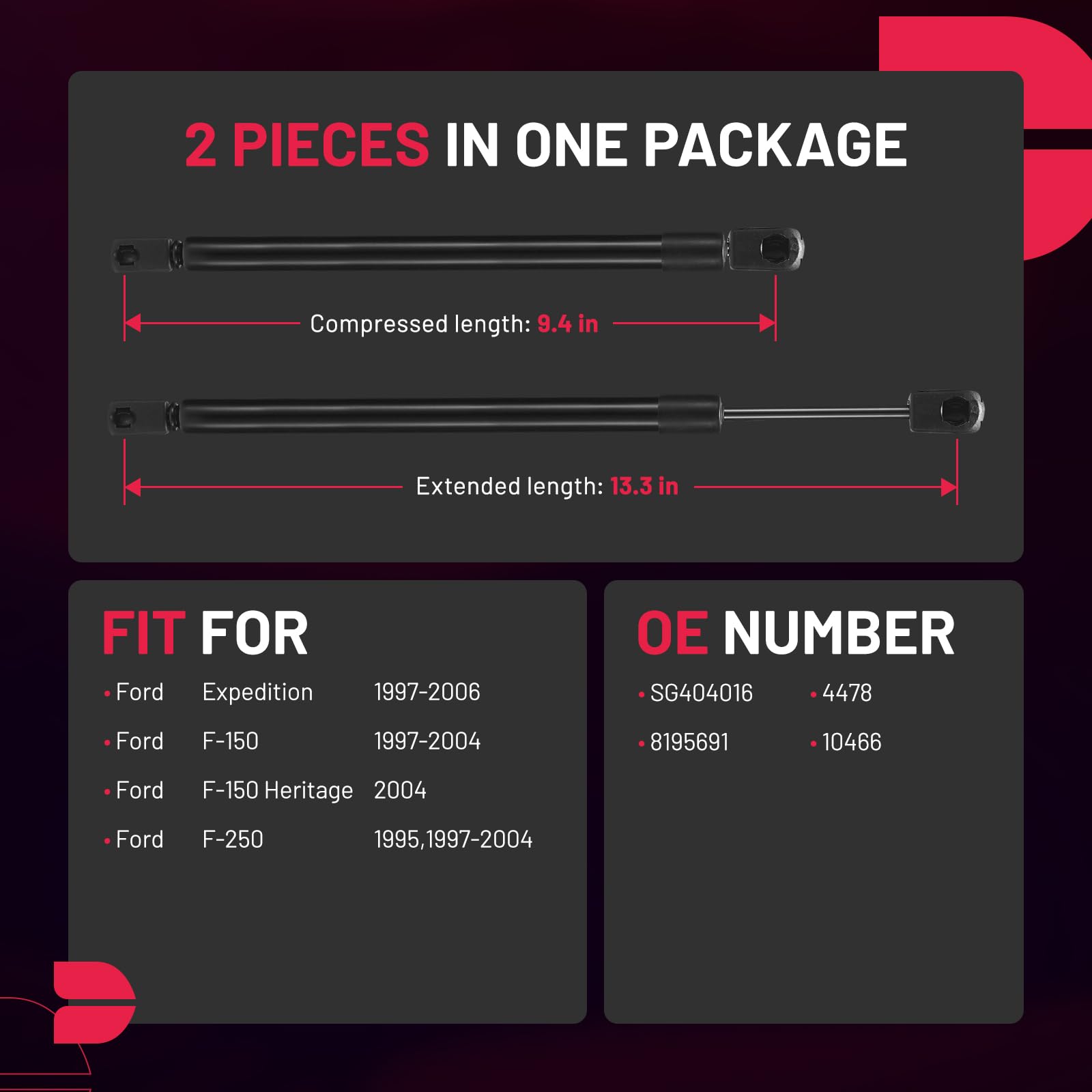 Bdfhyk Front Hood Lift Supports Struts Compatible With F-150 F-150 Heritage 2004 F-250 Expedition Rust Resistant 4478 Hood Strut