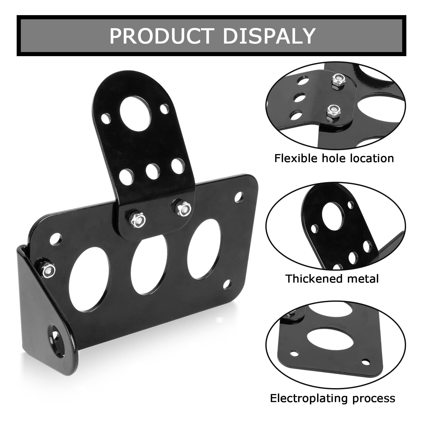 Psler 3/4' Side Mount Motorcycle License Plate Bracket For Bobber Chopper Custom Bike Sportster Bobber Custom(Black)