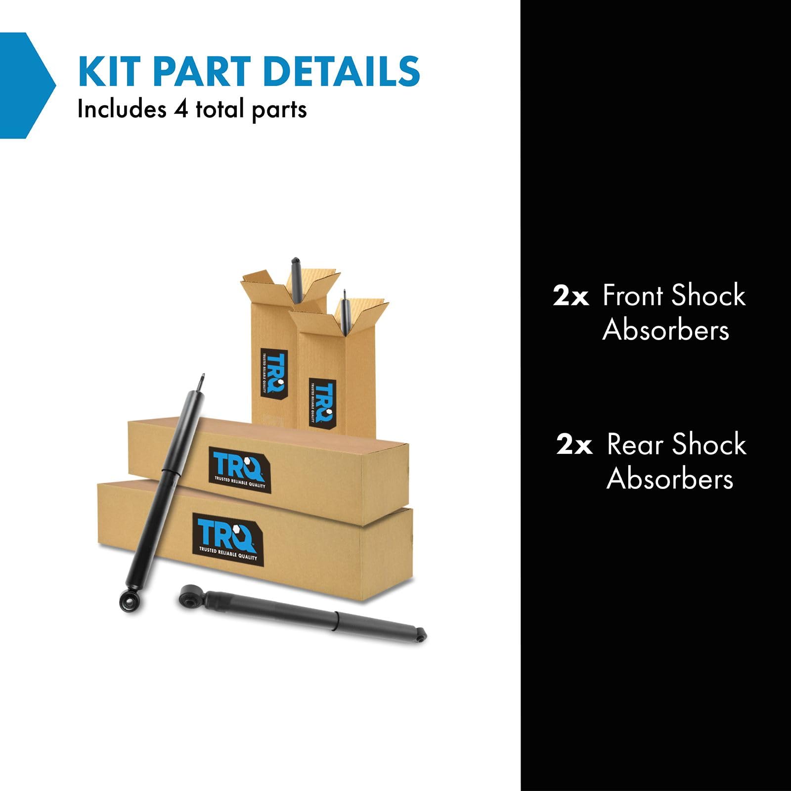 Trq Front And Rear Shock Absorber Set Compatible With 1994-2001 Dodge Ram 1500 1994-2002 Ram 2500