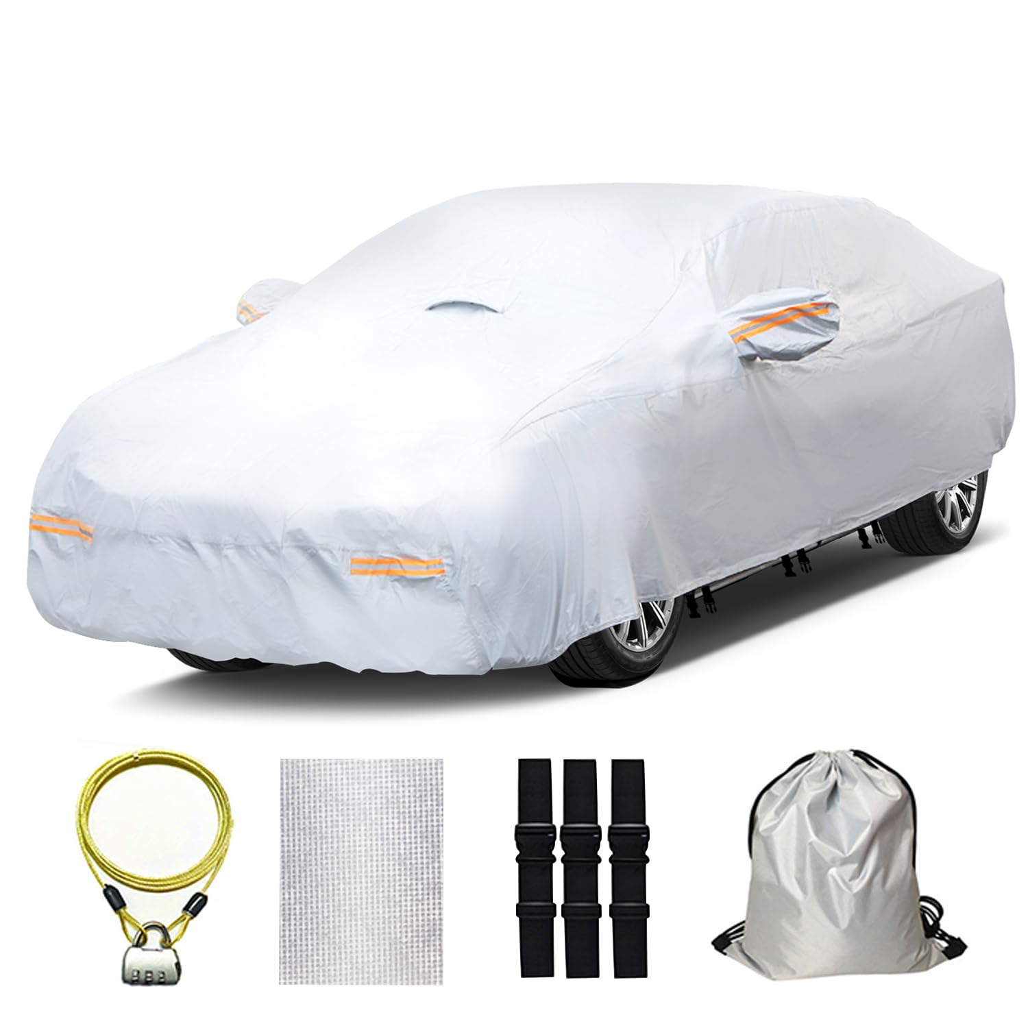 Oweeio 30 Layers Heavy Duty Car Cover For Automobiles All Weather Waterproof, Outdoor Snowproof Uv Protection Windproof, Door Zi