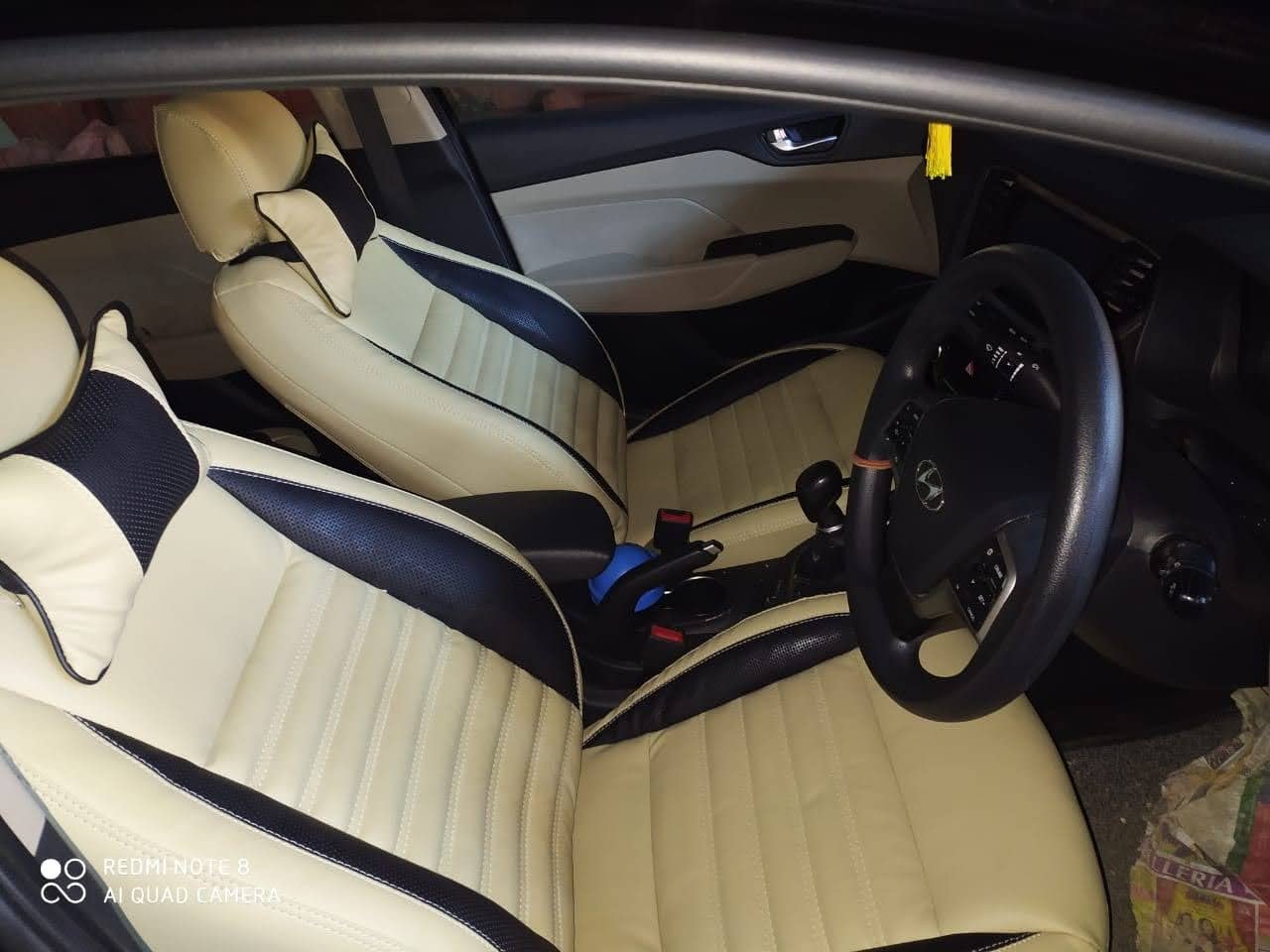 3D FRONTLINE PU Leather Best Fit Beigee Car Seat Cover Compatible with Honda Brio