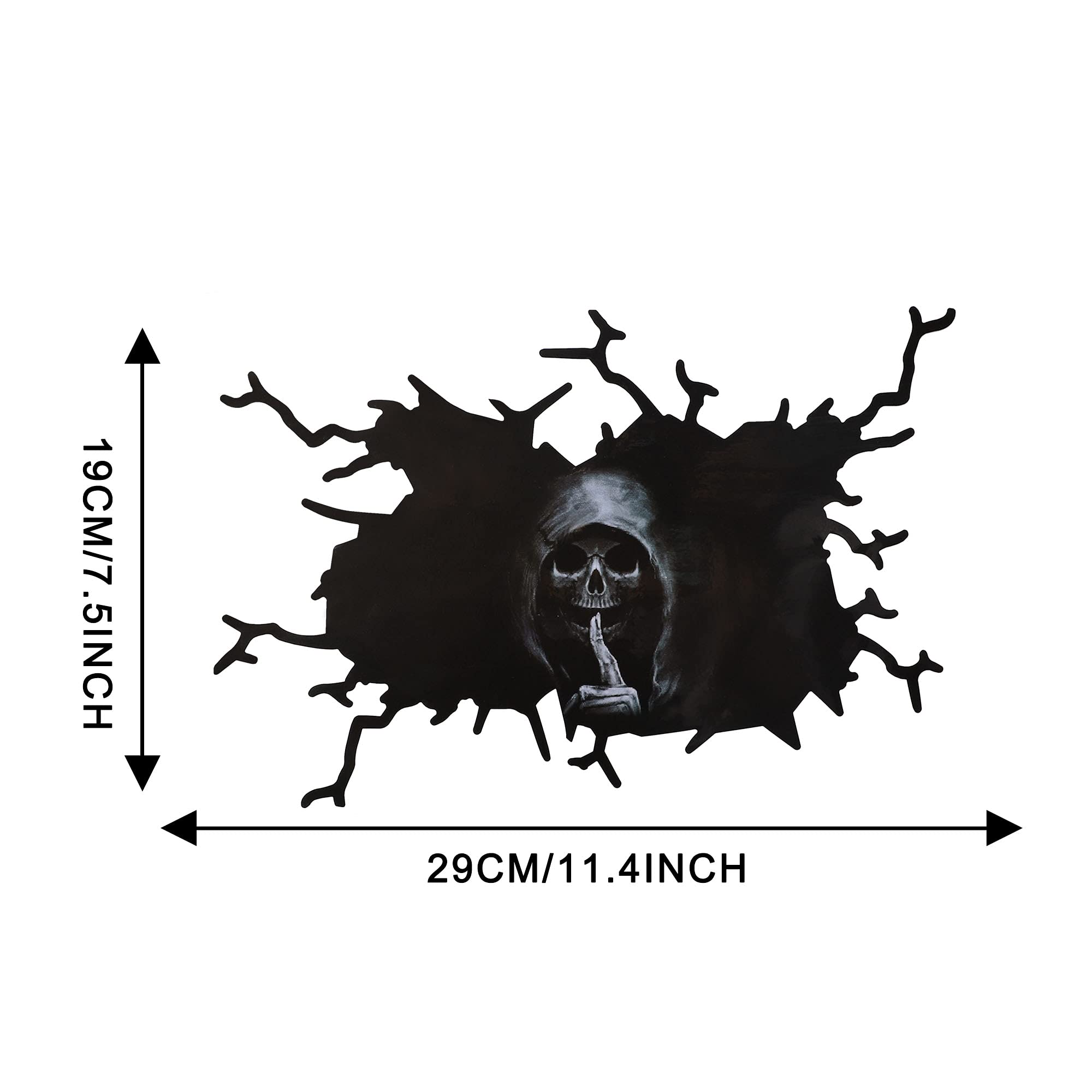 TOMALL 2pcs 3D Silent Skull Stickers for Car Halloween Theme Scary Grim Reaper Ghost Decal for Car Truck Window Windshield Door Trunk Wall Funny Self-Adhesive Creative Personality Decoration (29cm)
