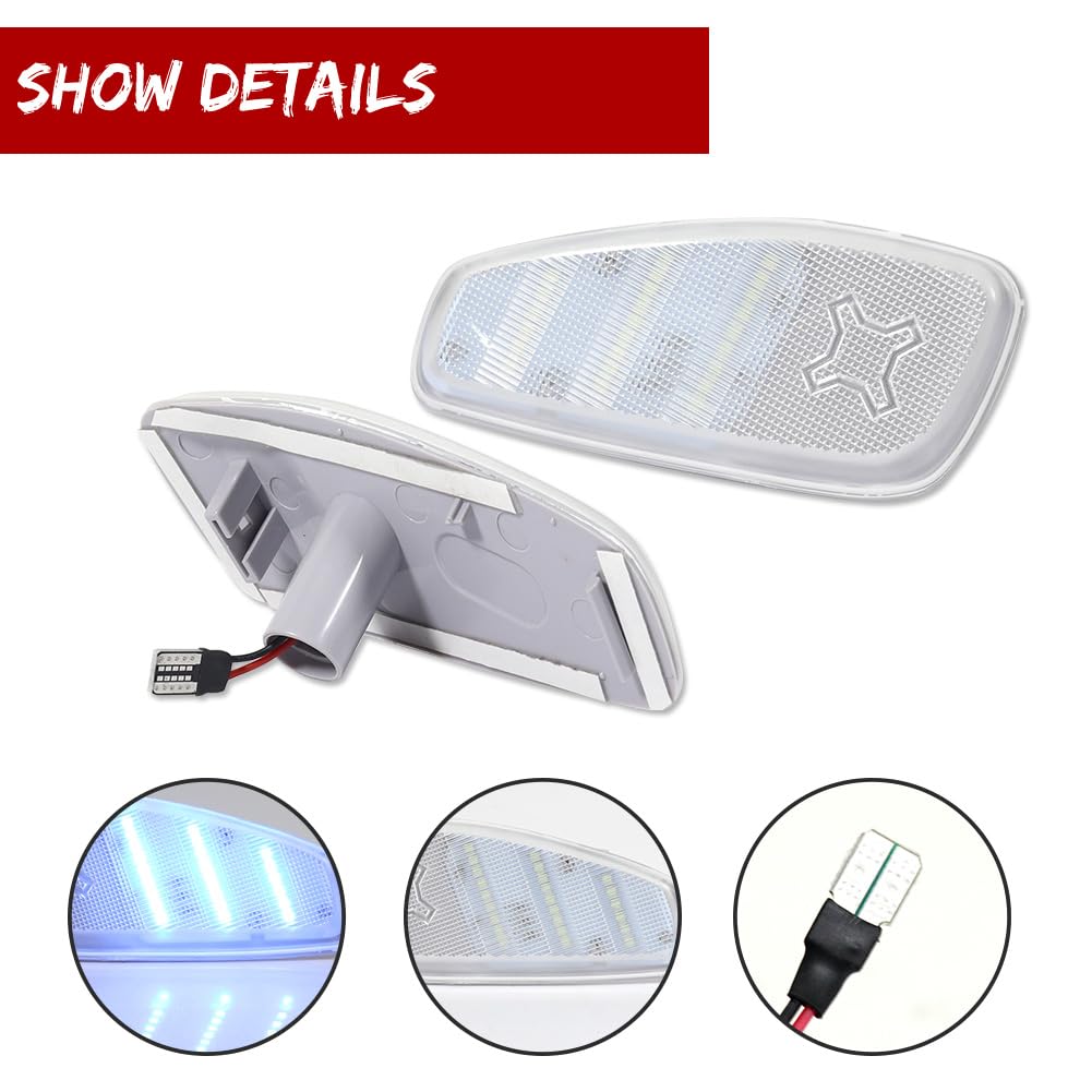 Gtinthebox Clear Lens Ice Blue Led Side Marker Light Lamps Kit Compatible With 2014-2024 Jeep Renegade