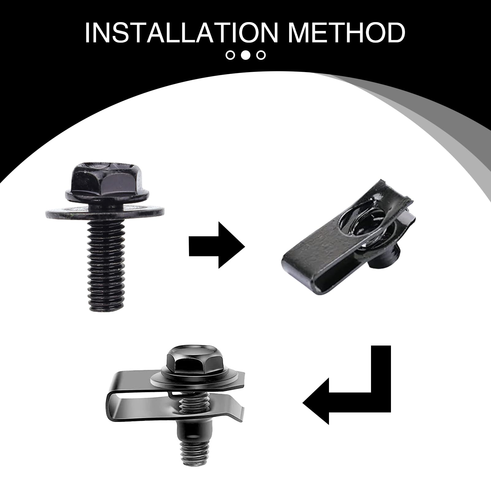 UGSHY 20 PCS Automotive Body Bolt and U-nut Clamp Kit, Hood Guard Spiral, Bumper Fender Liner Push Pull Metal Rust-Resistant U R