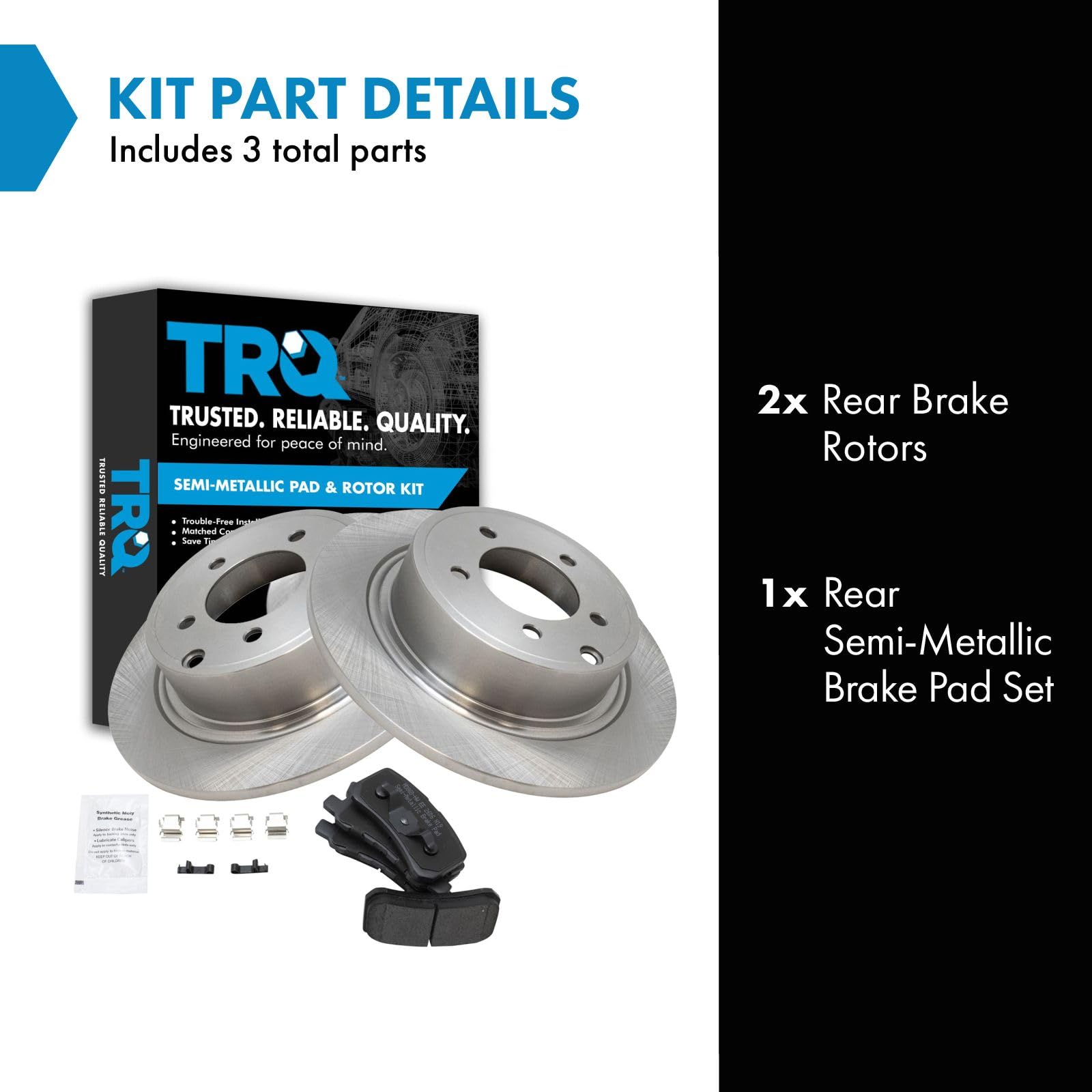 Trq Rear Posi Metallic Brake Pad & Rotor For Sebring Compass Patriot Lancer