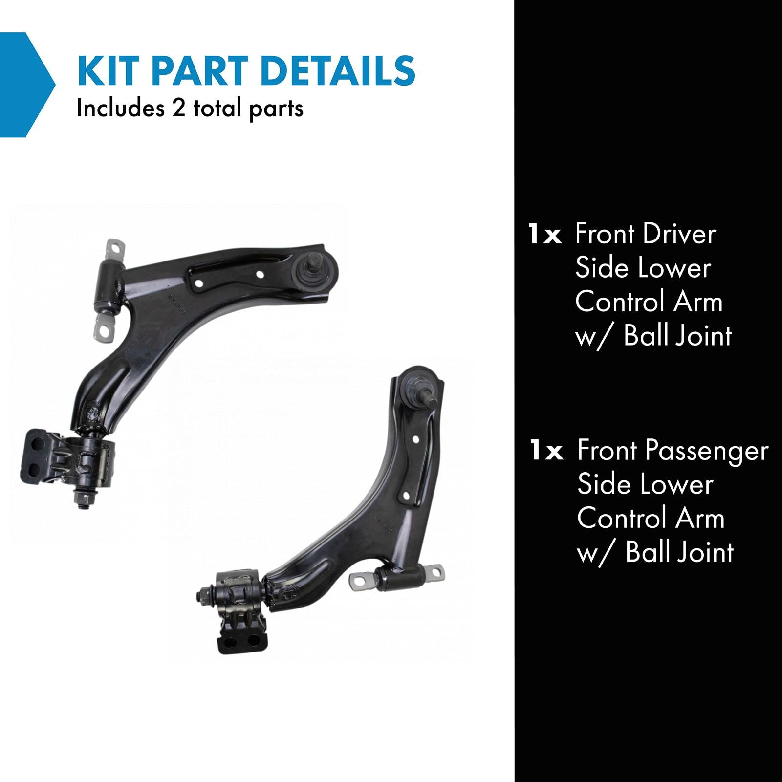 Trq Front Lower Control Arm With Ball Joint Set Compatible With 2013-2015 Chevrolet Spark 2014-2016 Spark Ev