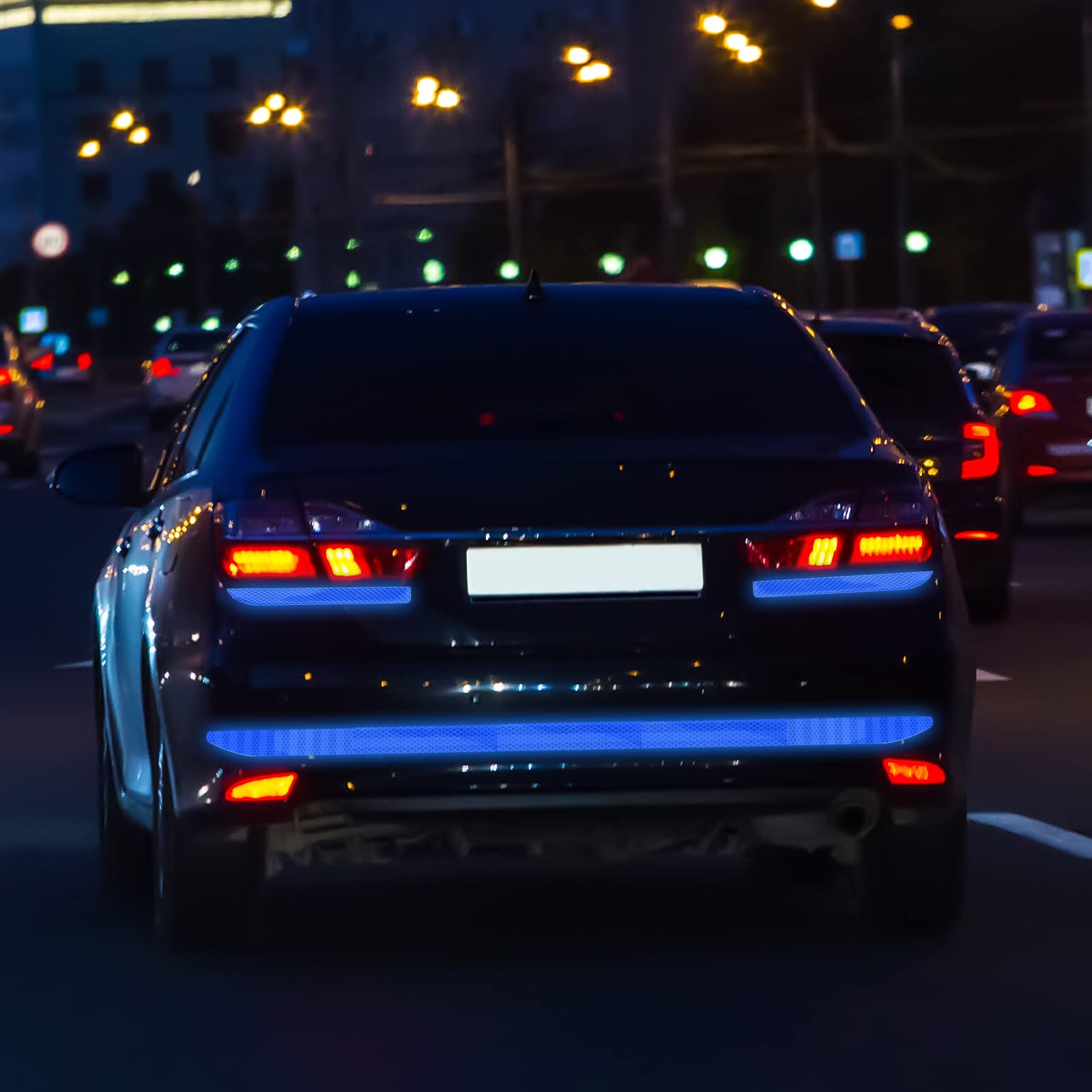 Frienda 7 Pcs Auto Strong Reflective Stickers Includes Car Bumper Reflective Stickers Car Trunk Mirror Decals Night Visibility W