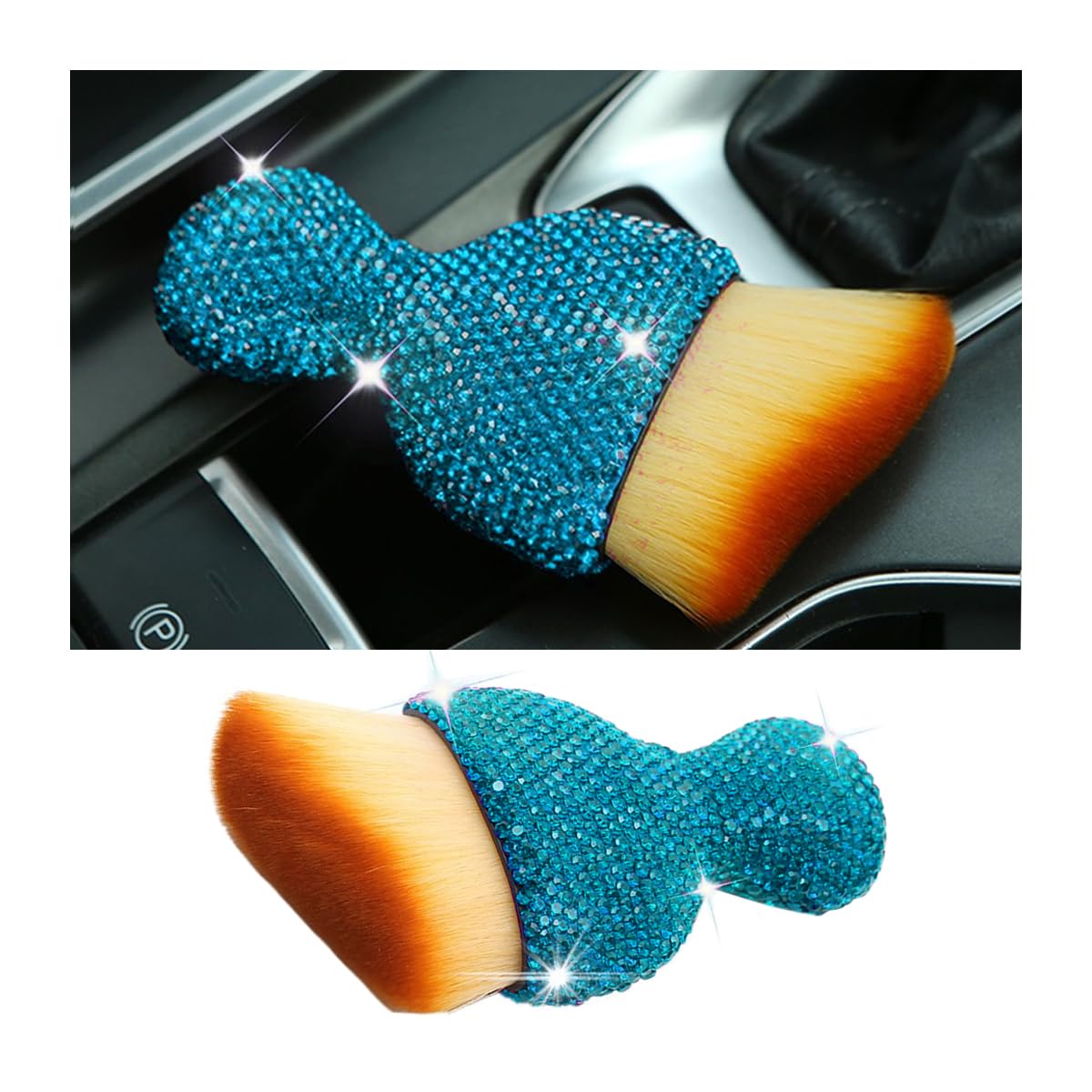 Zipelo Auto Interior Dust Brush, Car Detailing Cleaner Brush With Diamond, Bling Handle Soft Bristle Dusting Tool, Scratch Free