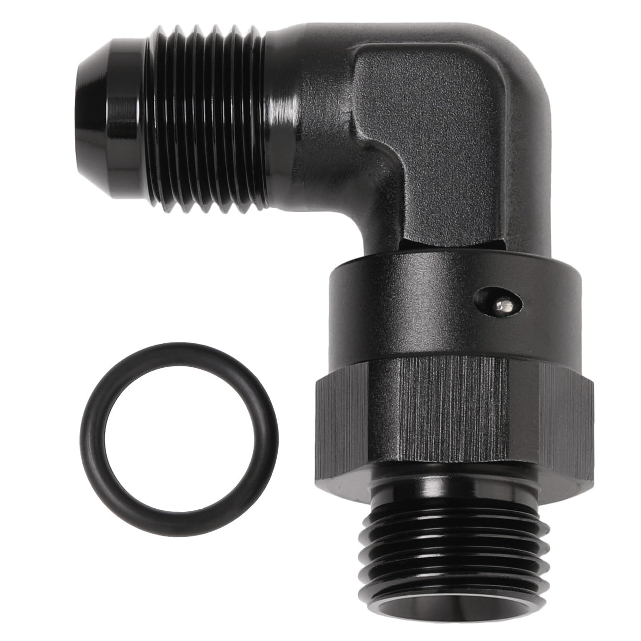 Podavelle 6An Male Flare To 6An -6 Orb O-Ring Boss 90 Degree Swivel Fitting Adapter Aluminum Black