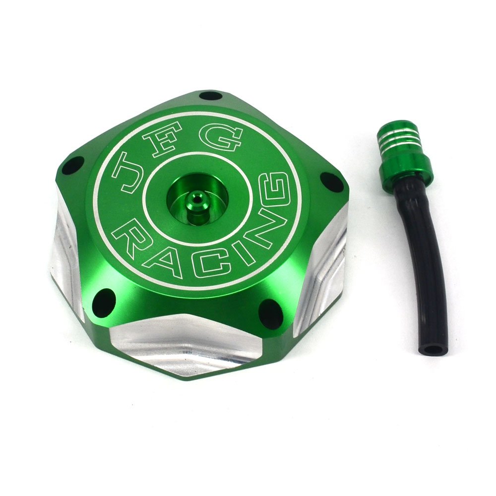 JFG RACING Dirt Bike Gas Cap,Motorcycle Gas Fuel Tank Cap with Breather Valve CNC for KLX 110 KLX110 KX85 KX100 KX250 KX250F KX4