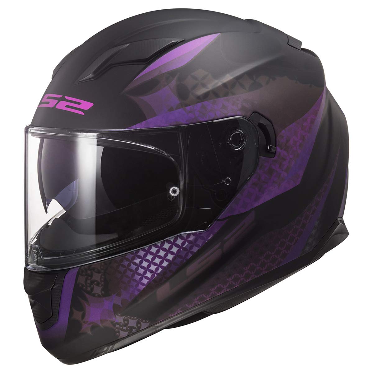 Ls2 Helmets Full Face Stream Evo Lux Helmet (Matte Black Pink - X-Large)