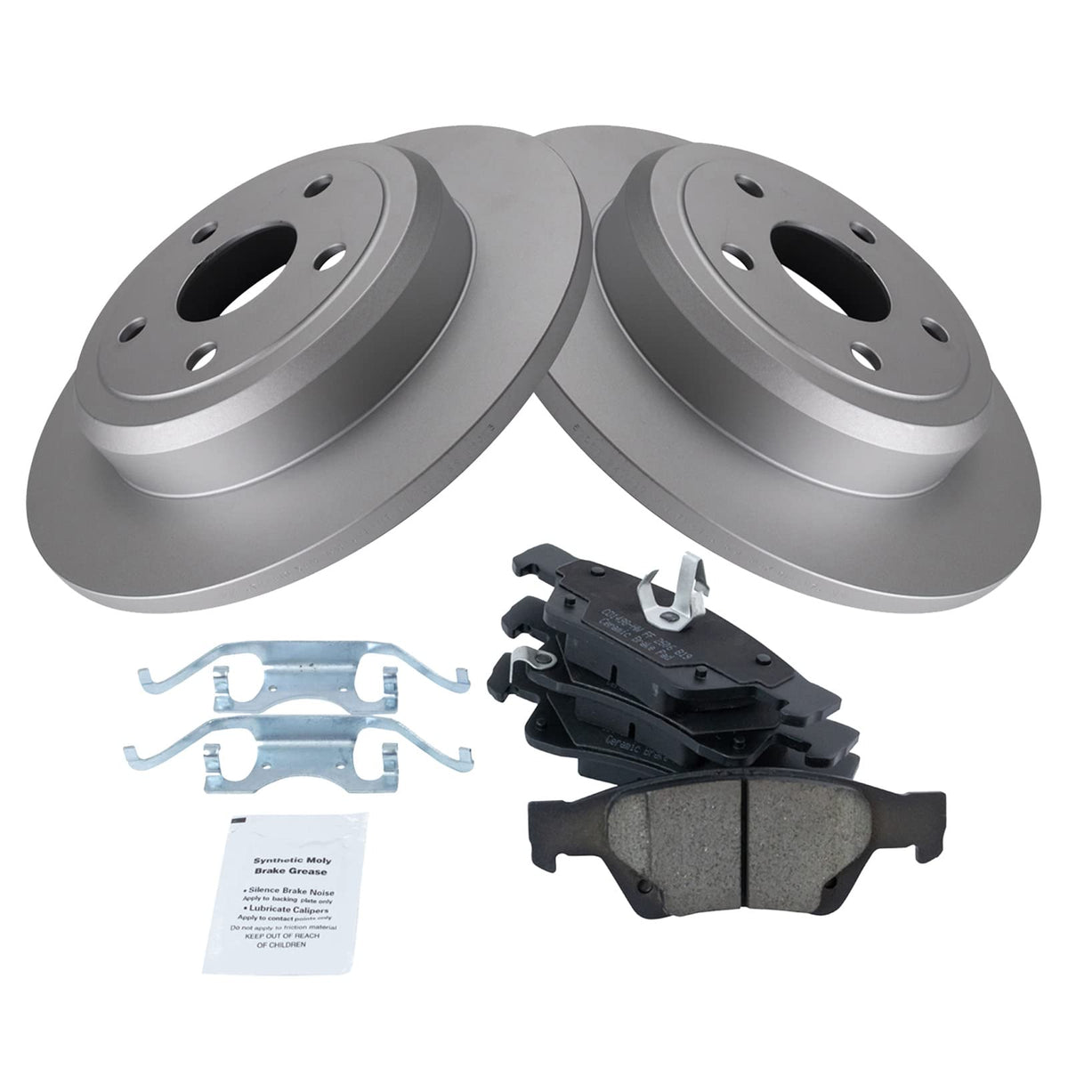 Trq Rear Brake Pad & Rotor Kit Brake Pads Brake Rotor Ceramic Premium G-Coated Compatible With 2011-2020 Dodge Durango Jeep Gran