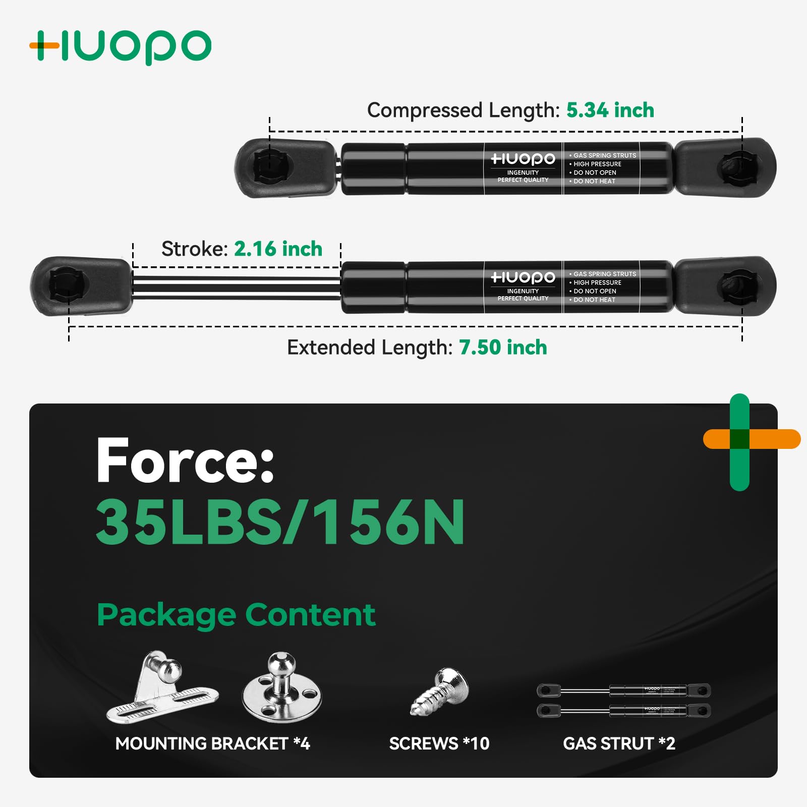Huopo Ml1135 7.5 Inch 35Lb/156N Gas Strut Shock 7.5'' Lift Support Fit For Sentry Safe Replacement Parts Rv Cabinet Doors Sentry