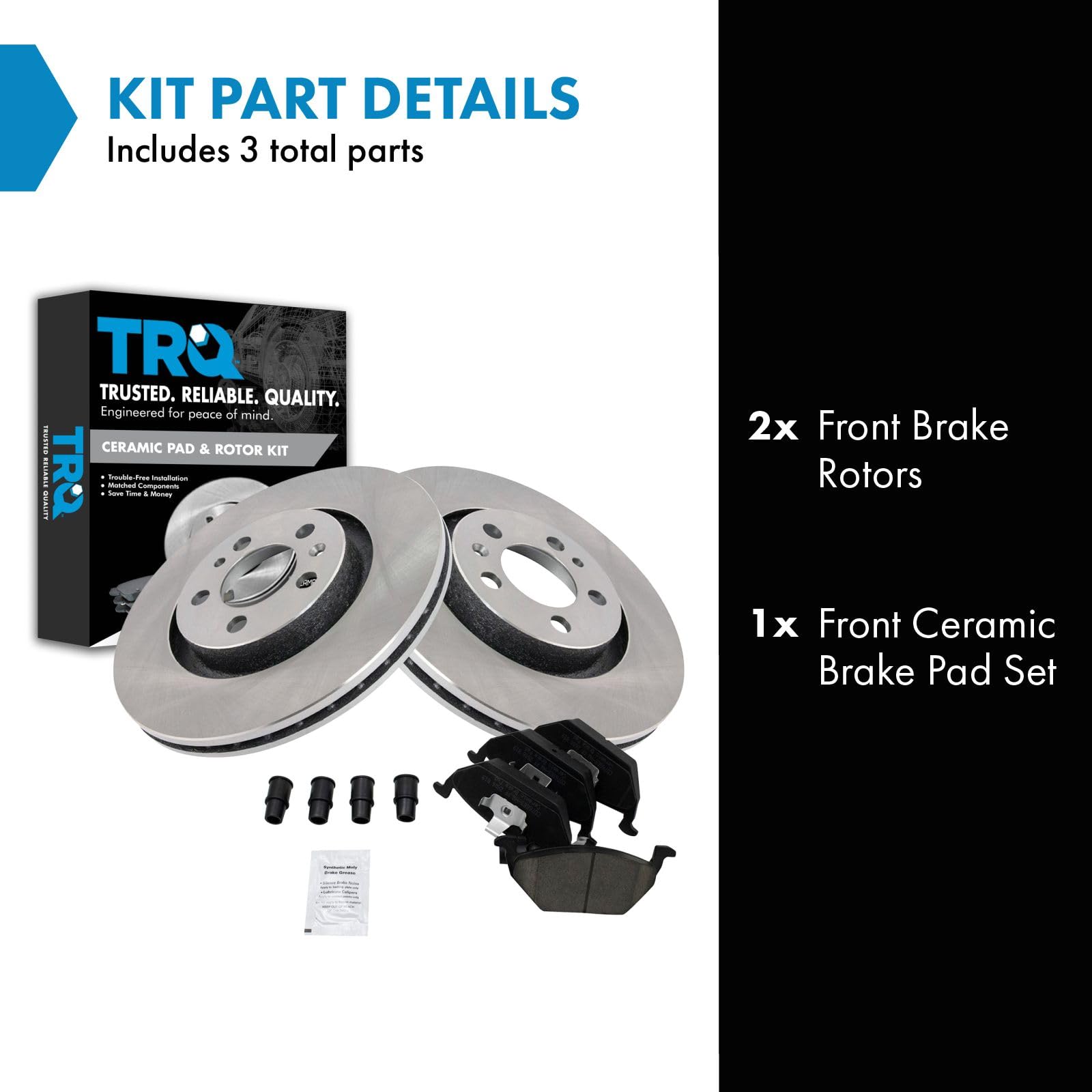 Trq Front Brake Pad & Rotor Kit Brake Pads Brake Rotor Ceramic Compatible With 2000-2010 Volkswagen Beetle 2000-2006 Golf 2000-2