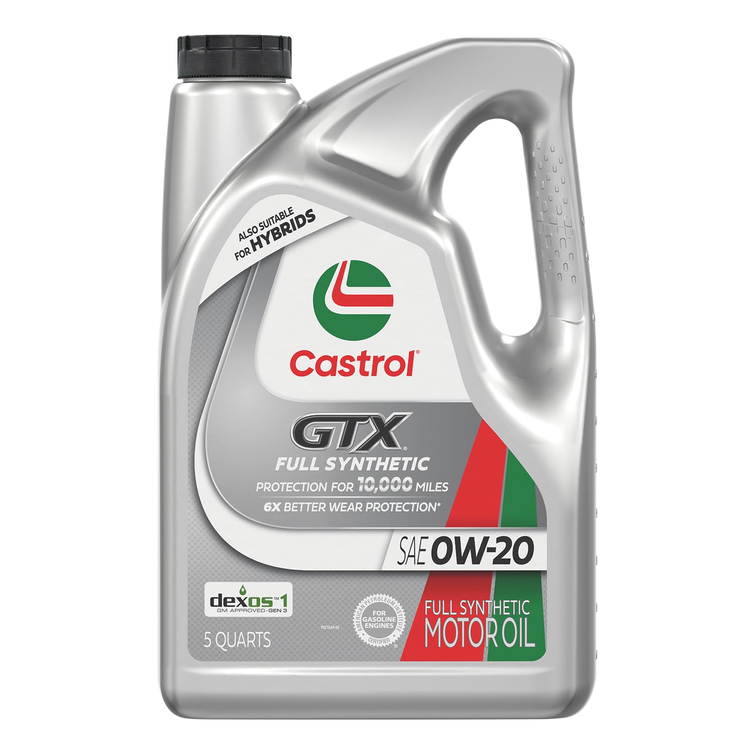 Castrol Gtx Full Synthetic 0W-20 Motor Oil, 5 Quart Jug