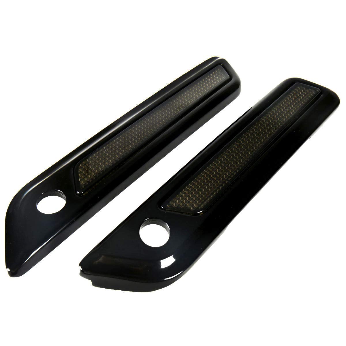 Black Saddlebag Outer Lid Hinge Latch Covers For Harley Touring Electra Road Street Glide 2014-2023 (Black Smoke)