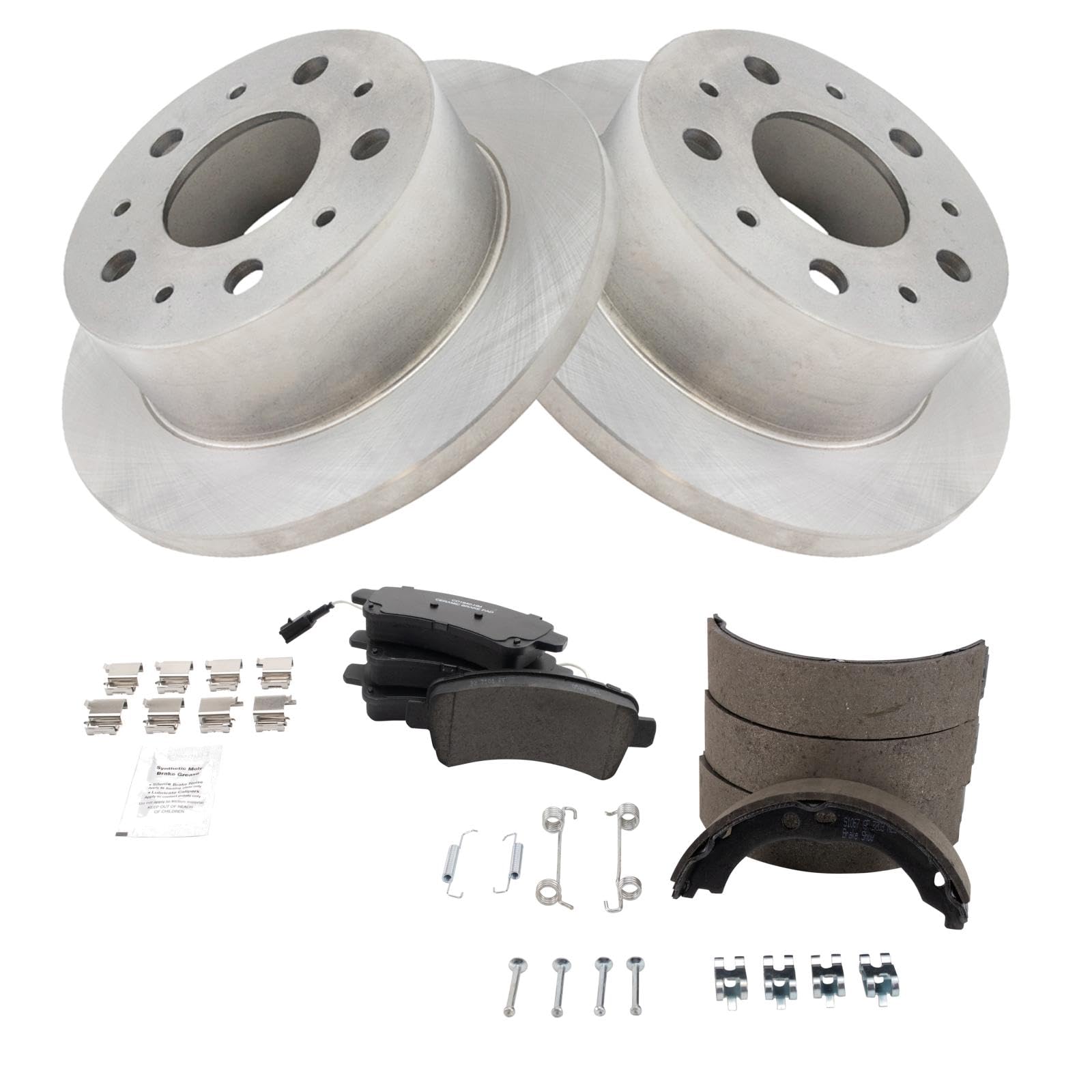 Trq Rear Brake Pad & Rotor Kit Brake Pads Brake Rotor Parking Brake Shoe Set Ceramic Compatible With 2014-2020 Ram Promaster 150