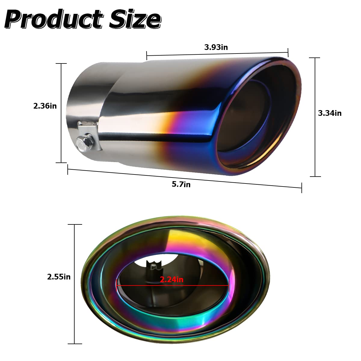 Stainless Steel Car Exhaust Tip, 2.5 To 3.3 Universal Car Exhaust Pipe Modification Tail Throat Tail Pipe, Steel Exhaust Tips Chrome-Plated Finish Tailpipe (Blue/A Style)