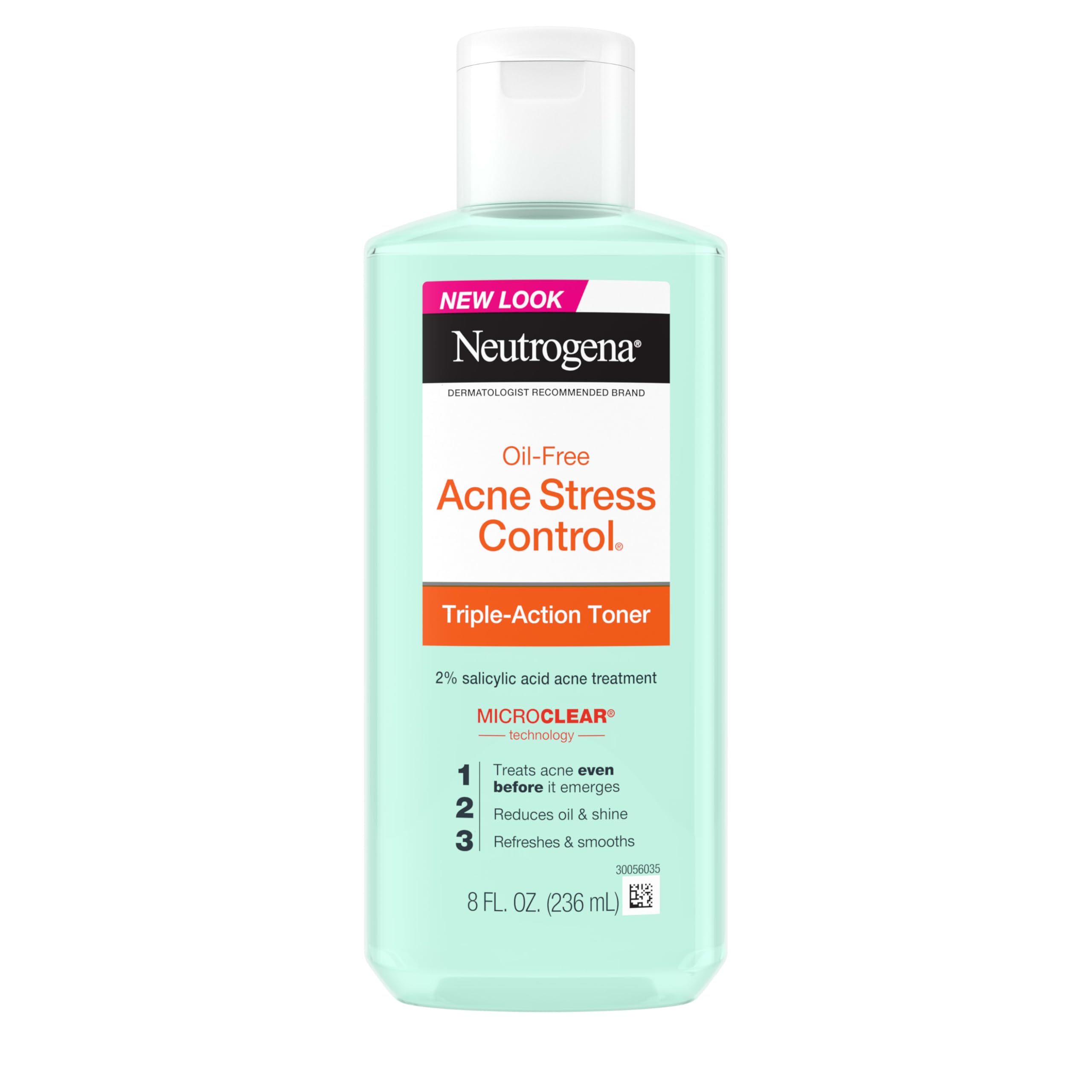 Neutrogena Acne Stress Control Oil-Free Triple-Action Face Toner  Skin Care with 2% Salicylic Acid  Acne Toner for Face with Green Tea & Cucumber Extract  Nourishing & Refreshing  8 fl. oz-NEW