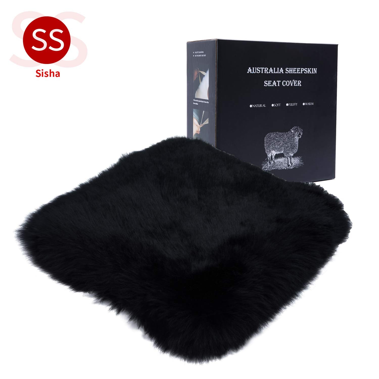 Sisha-A Winter Warmth: Universal Sheepskin Seat Cushion Cover - Natural Wool, for Cars, Trucks, SUVs & Vans - Cozy & Stylish Dri