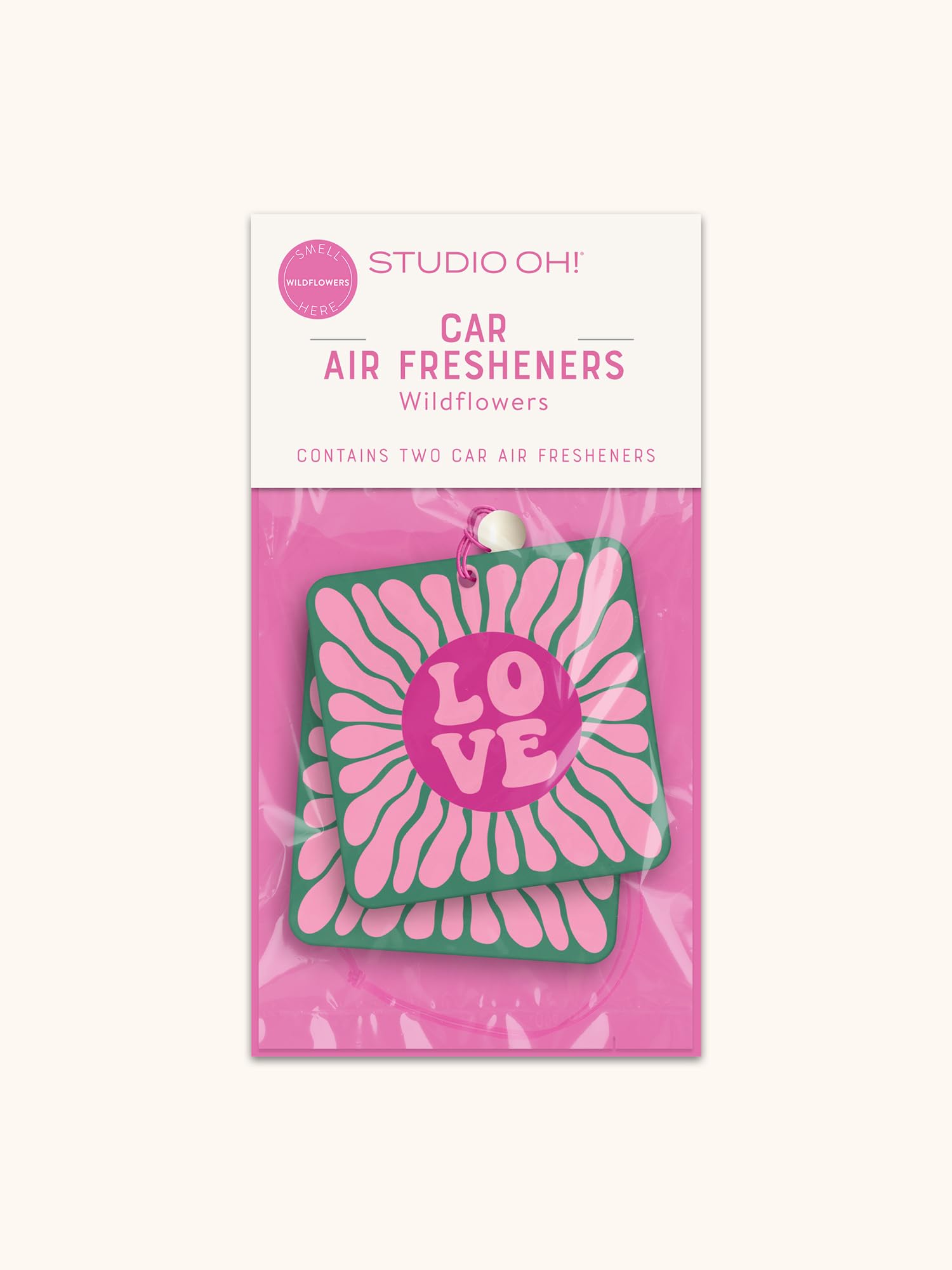 Studio Oh! Car Air Fresheners - Pack of 2 Scented Hanging Car Odor Eliminator - Unique Design with Decorative Bead - Blooming Lo