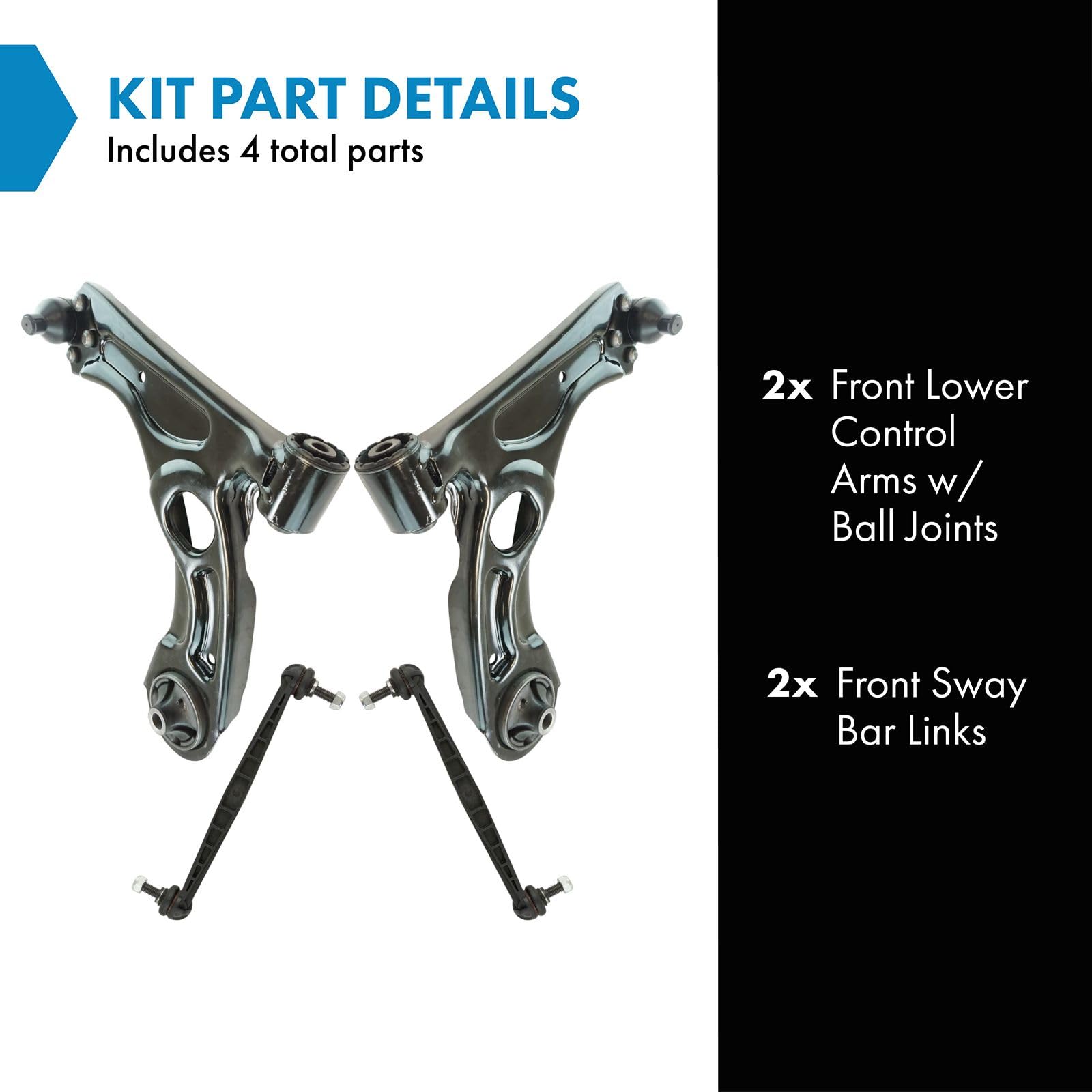 TRQ Front Suspension Kit Control Arm with Ball Joint Sway Bar Stabilizer Link Compatible with 2012-2020 Chevrolet Sonic