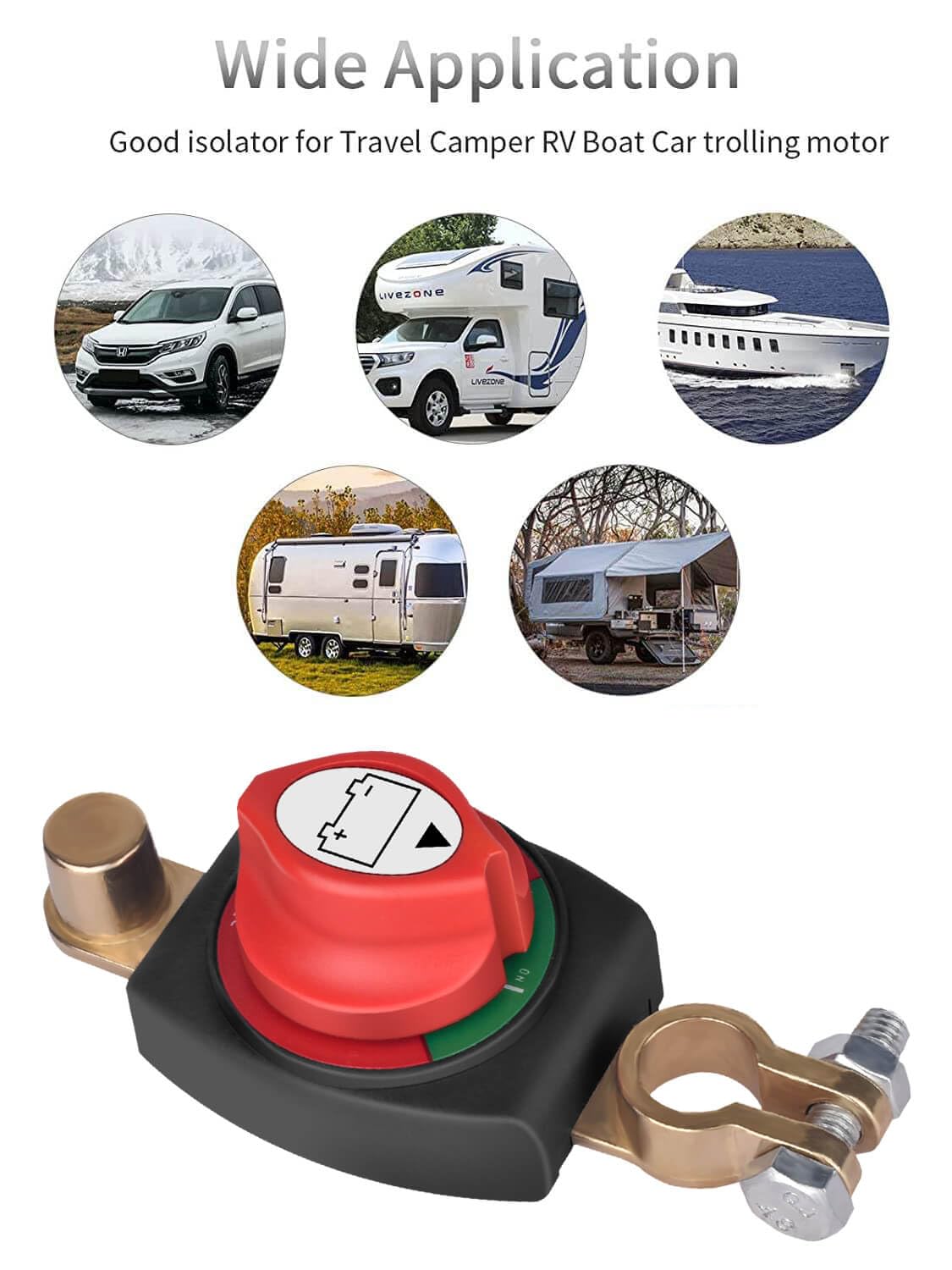 Sunmorn Battery Disconnect Switch, For Rv Car Boat Atv 12V 48V, Battery Switch Installation Simpler, Marine Completely Waterproo