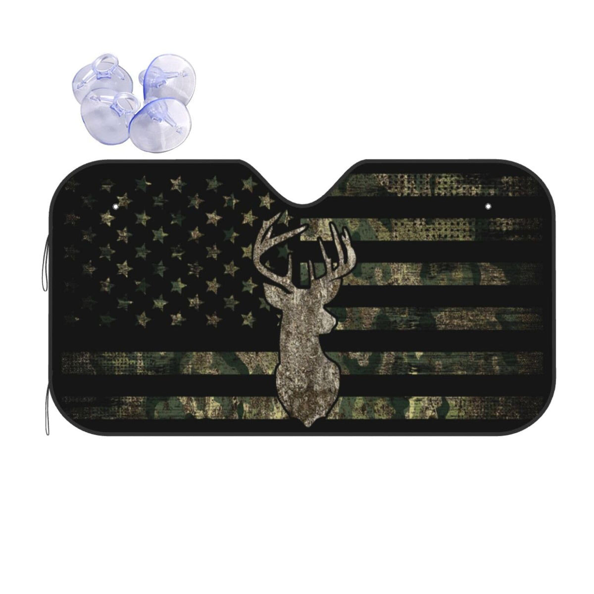 Camo Camouflage American Flag Hunting Deer Windshield Sun Shade Front Protector Folding Car Sun Visor Blocks Uv Rays Keeps Your 