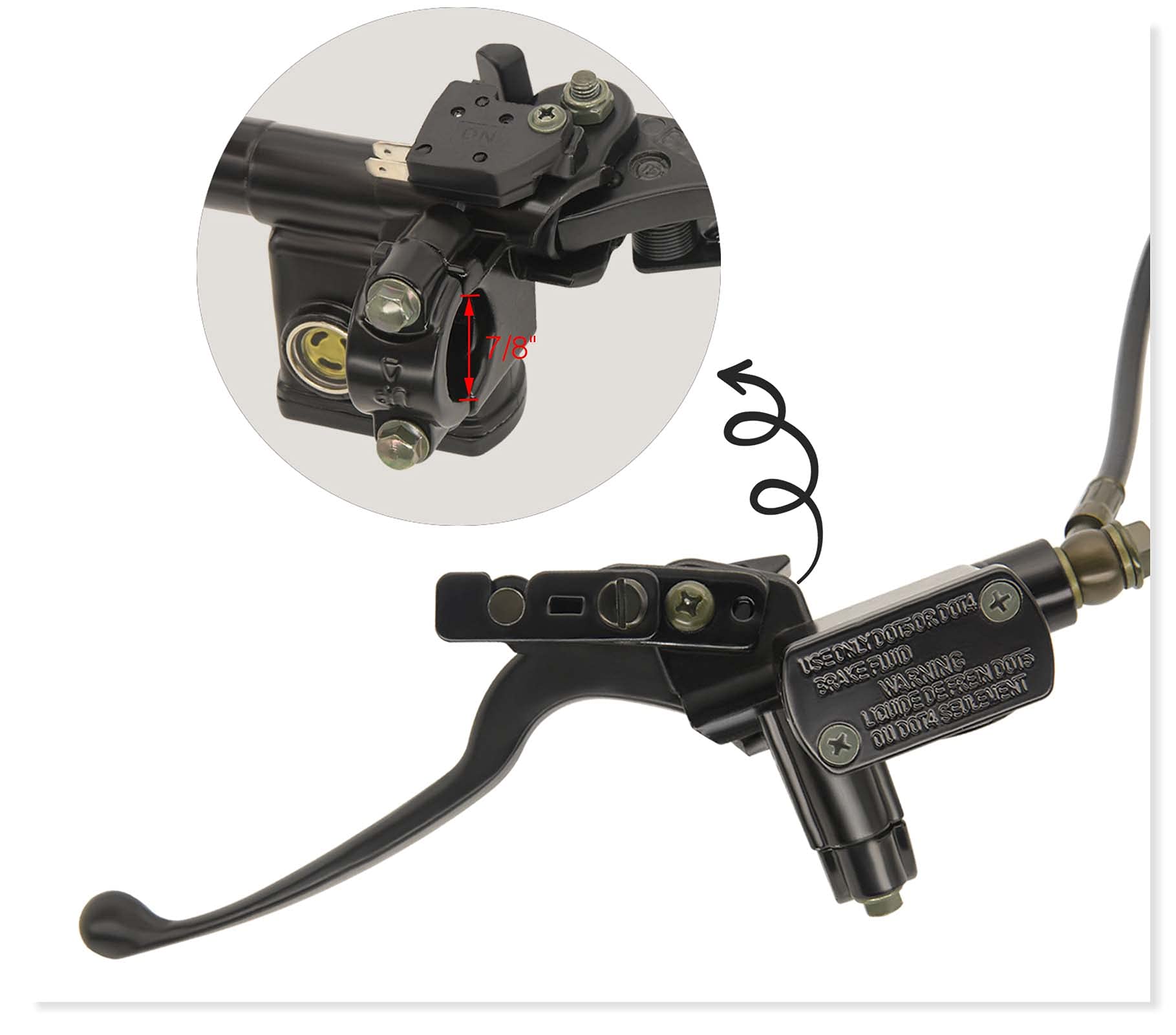 Rear Hand Hydraulic Disc Brake Left Hydraulic Brake Master Caliper Assembly Compatible for Chinese Taotao Roketa Sunl 50cc 90cc