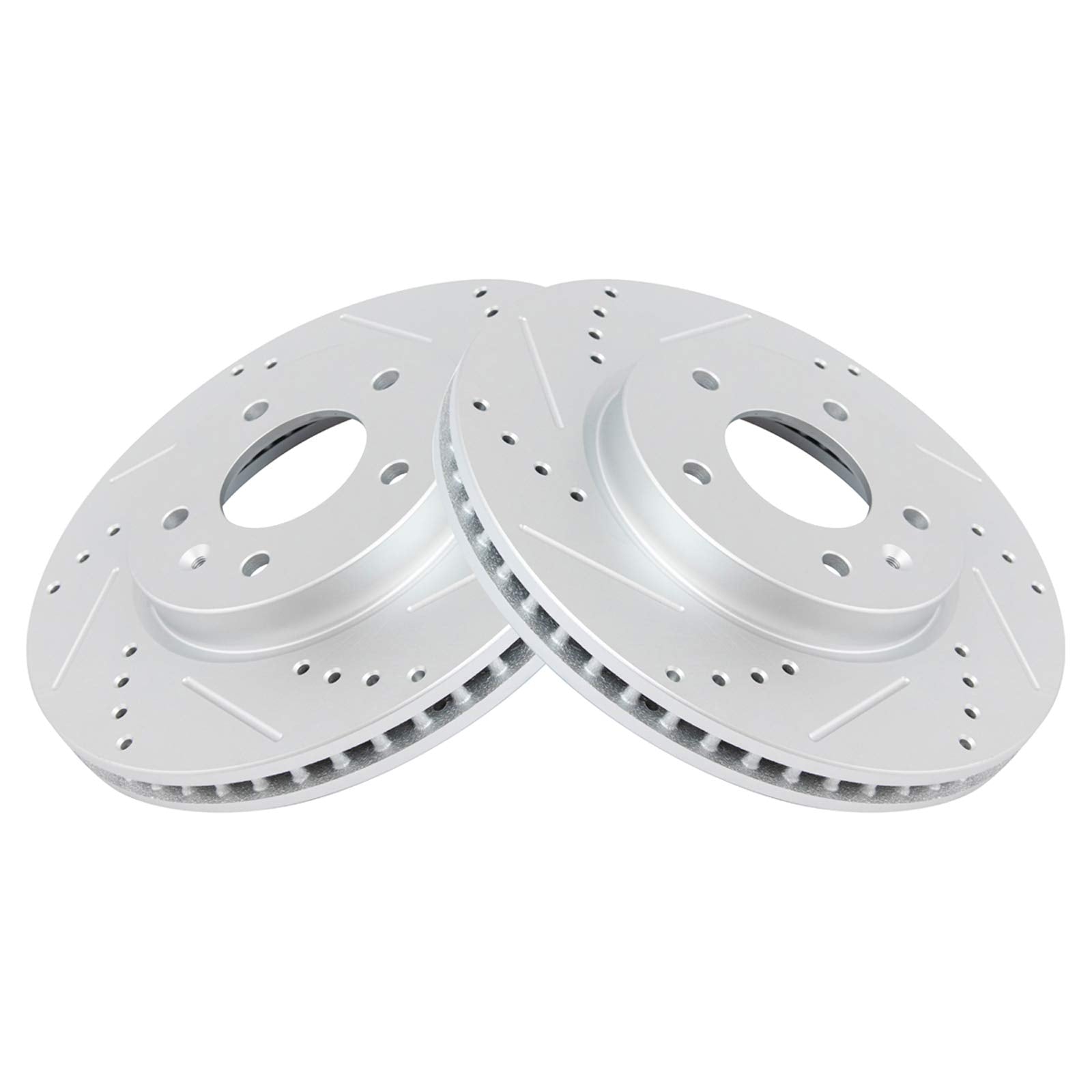 Trq Front Performance Brake Rotors Set Premium G-Coated Cross Drilled & Slotted Compatible With 2012-2015 Chevrolet Captiva Spor