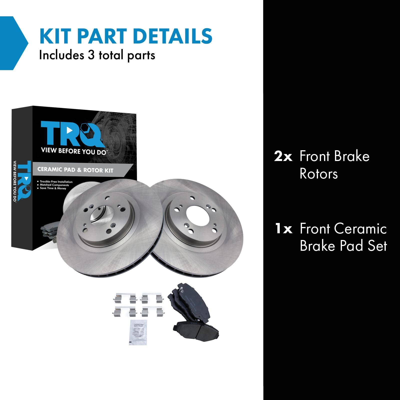 Trq Front Brake Pad & Rotor Kit Brake Pads Brake Rotor Ceramic Compatible With 2005-2006 Honda Cr-V