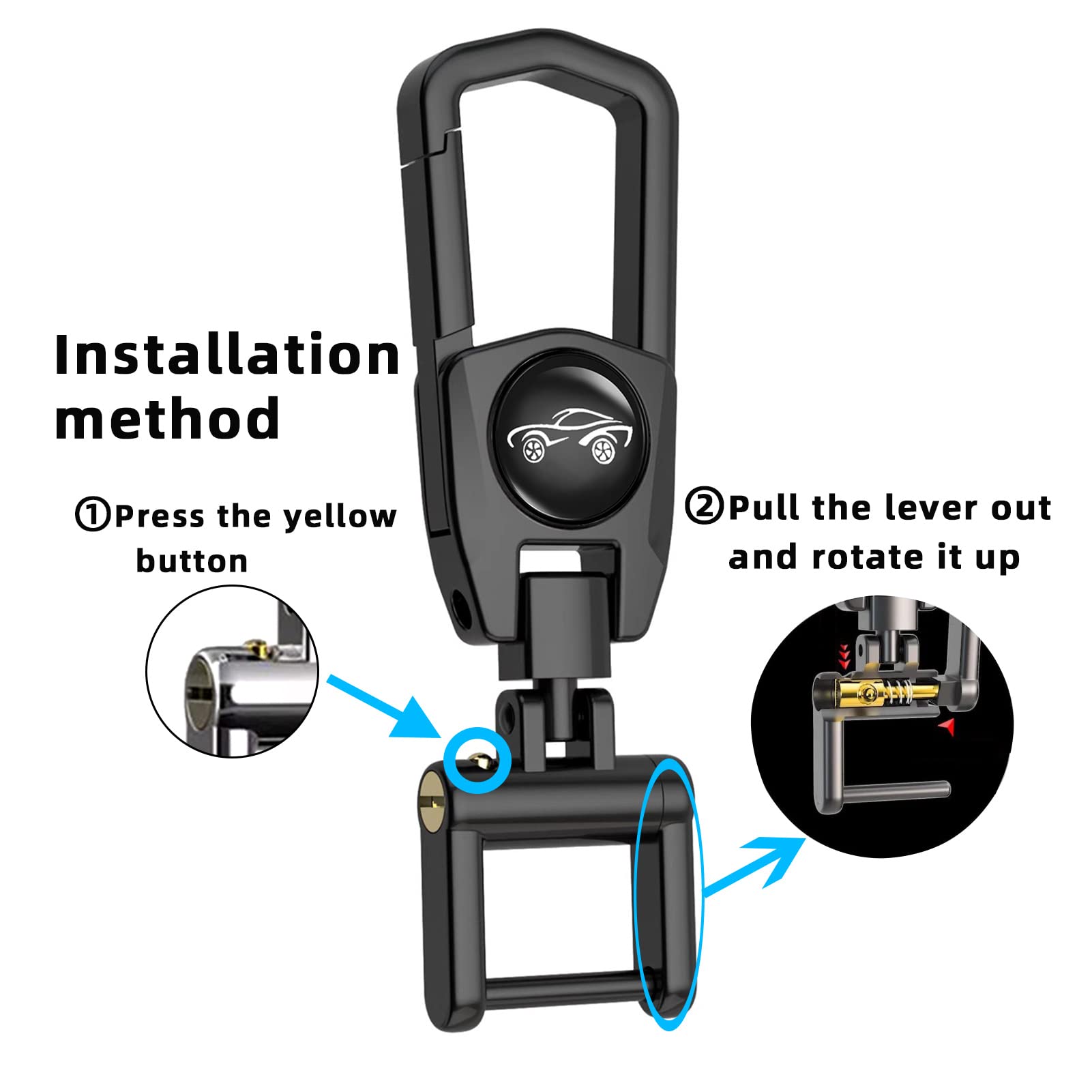 Juedarli Metal Car Fob Keychain,Heavy Duty Key Chain With 2 Detachable Key Rings,Key Holder Clip For Keychains Men And Women (Pa