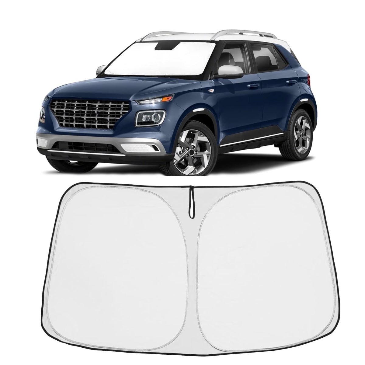 Proadsy 2025 Upgrade Windshield Sun Shade Custom Fit 2020-2023 2024 2025 Hyundai Venue Foldable Front Sunshade Protector Sun Vis