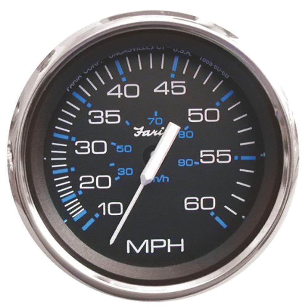 Faria Beede 33704 Chesapeake Stainless Steel Speedometer (60 MPH) Pitot - 4', Black
