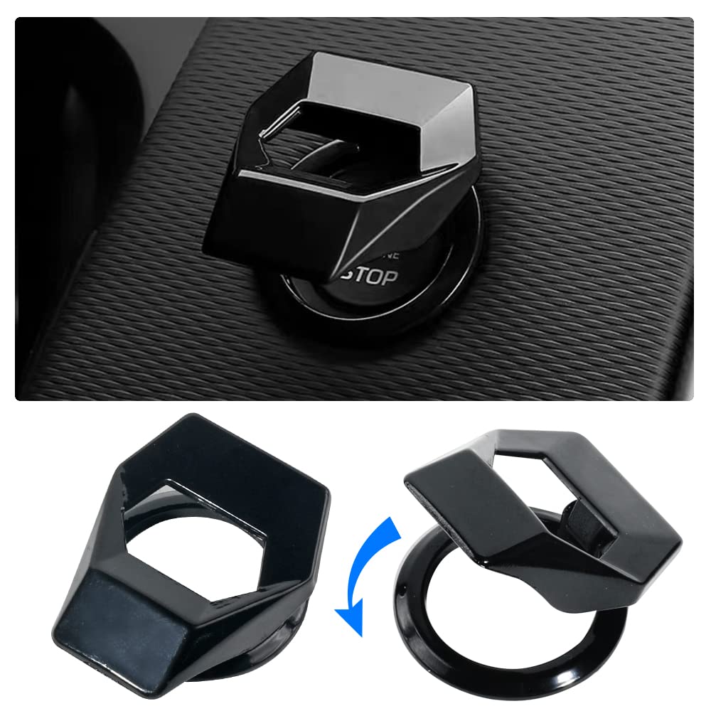 Vargtr Universal Engine Start/Stop Button Cover,Aluminum Alloy Car Power Control Trim,Push To Start Button Cover Key Protective Cover For Civic Crv Xrv Challenger Charger Chr (Black)