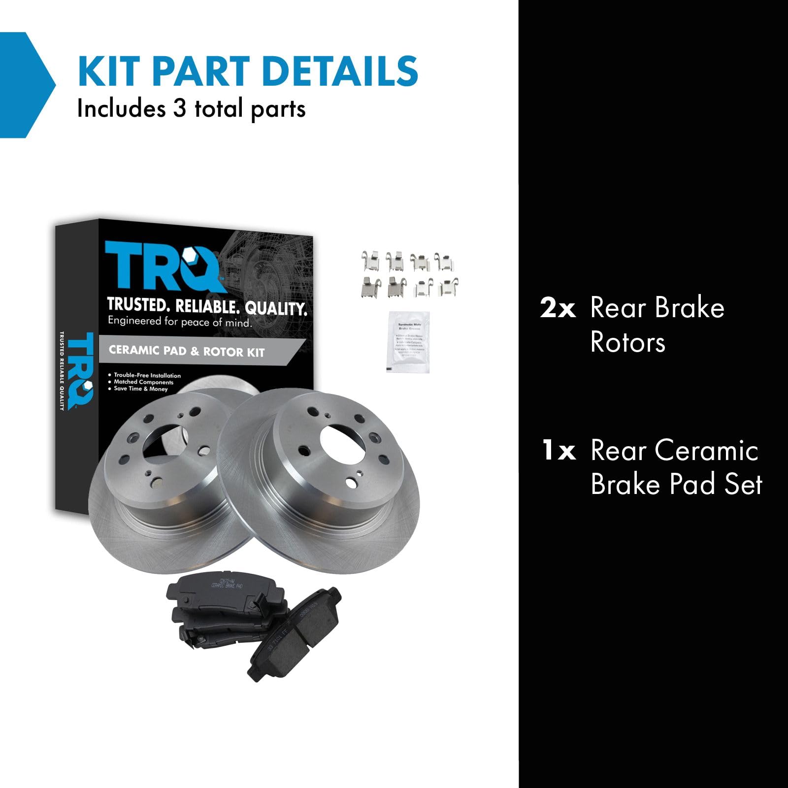 Trq Rear Brake Pad & Rotor Kit Brake Pads Brake Rotor Ceramic Compatible With 1995-1999 Toyota Avalon