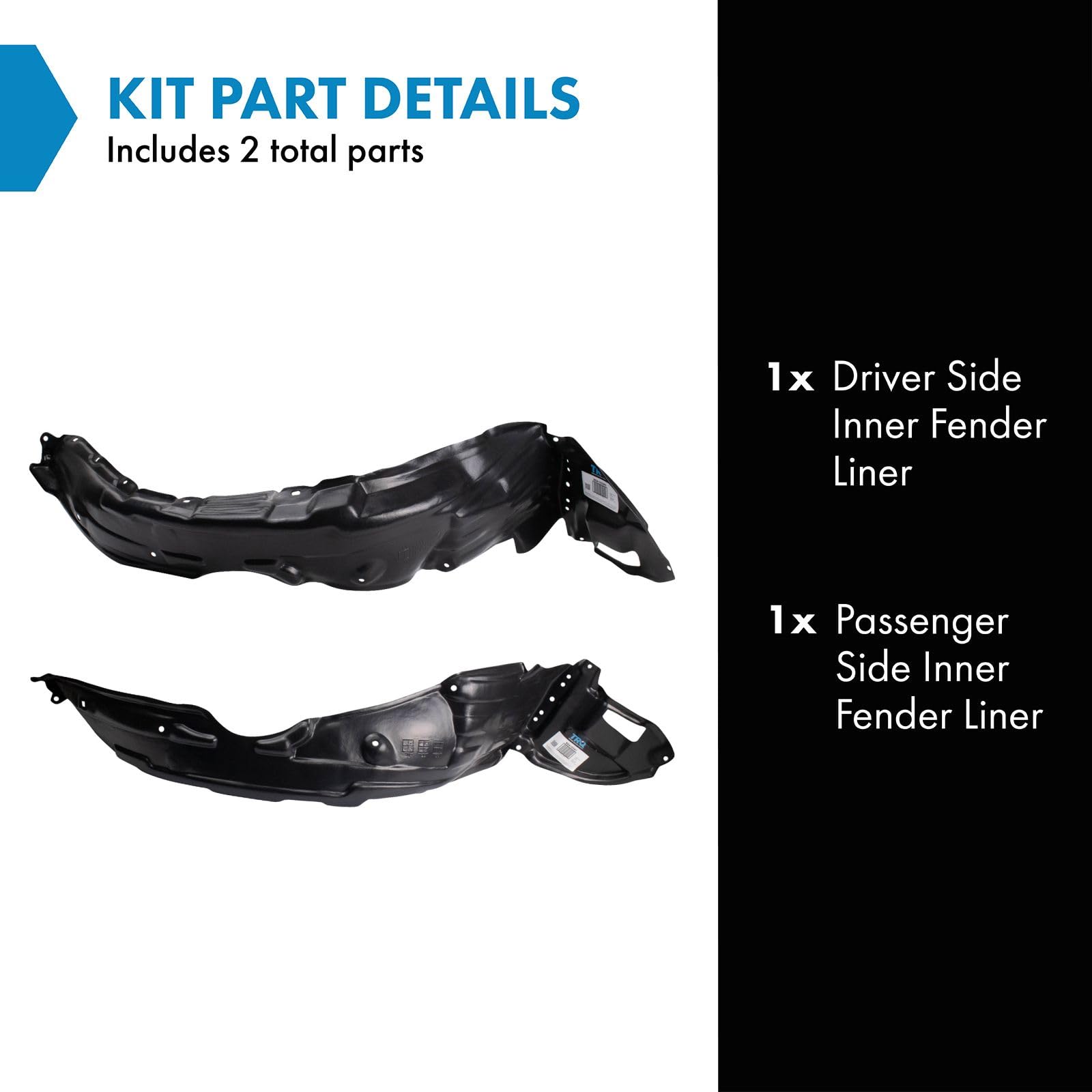 Trq Inner Fender Liner Set Compatible With 2005-2008 Toyota Corolla To1248119 To1249119 To1250118 To1251118