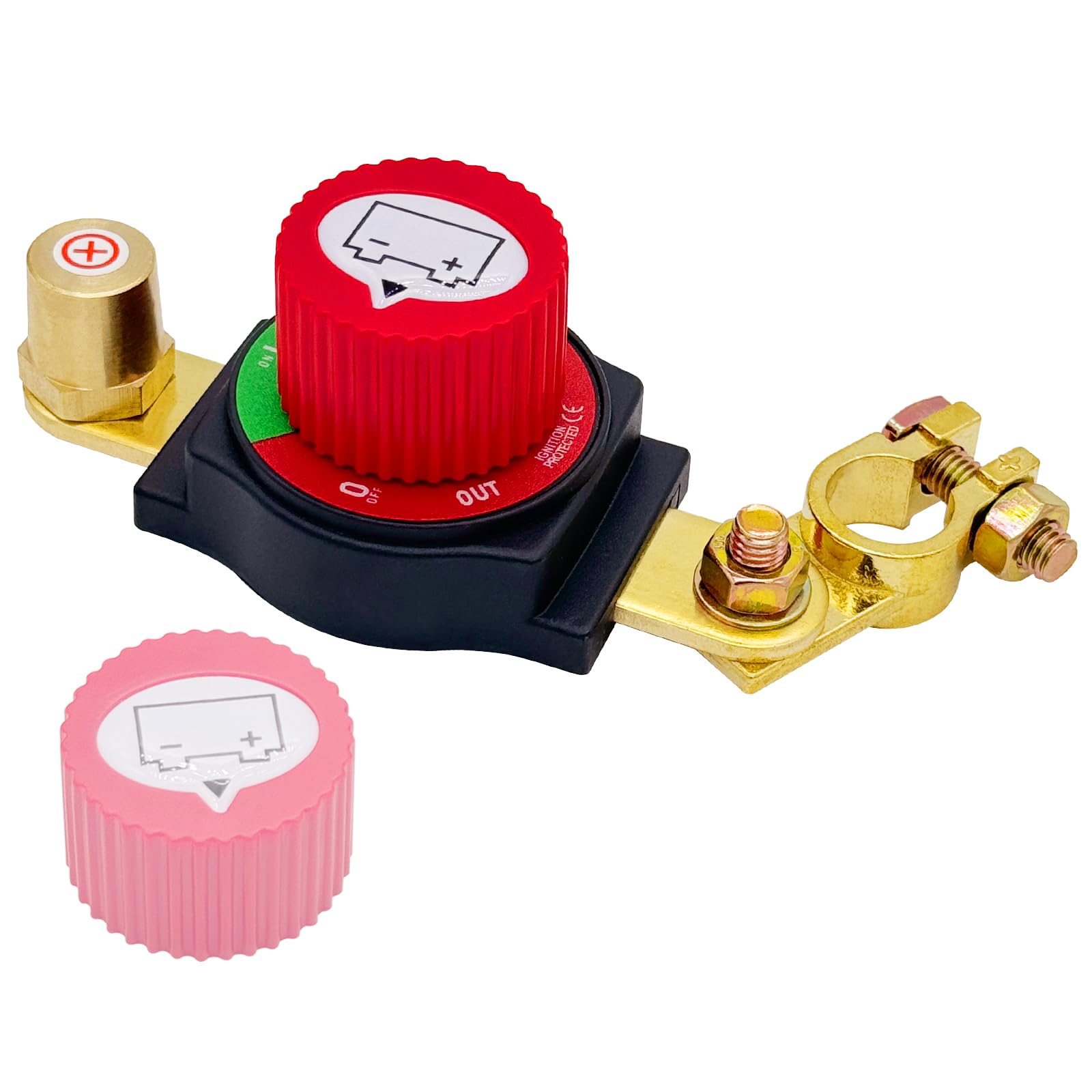 Ampper Top Post Battery Disconnect Switch 12V - 48V, Marine Battery Switch Disconnect Power Cut Off W/Terminal and Removable Kno