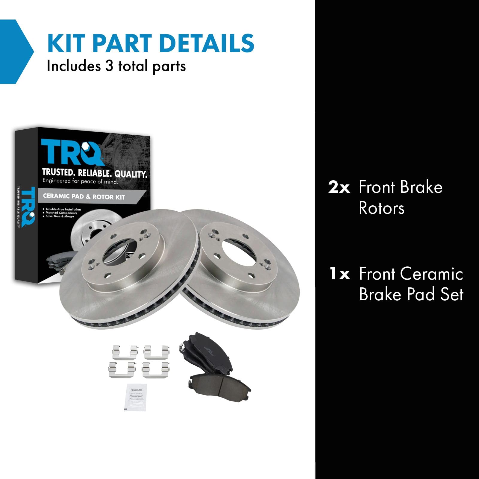 Trq Front Brake Pad & Rotor Kit Brake Pads Brake Rotor Ceramic Compatible With 2001 Hyundai Xg300 2002-2003 Xg350