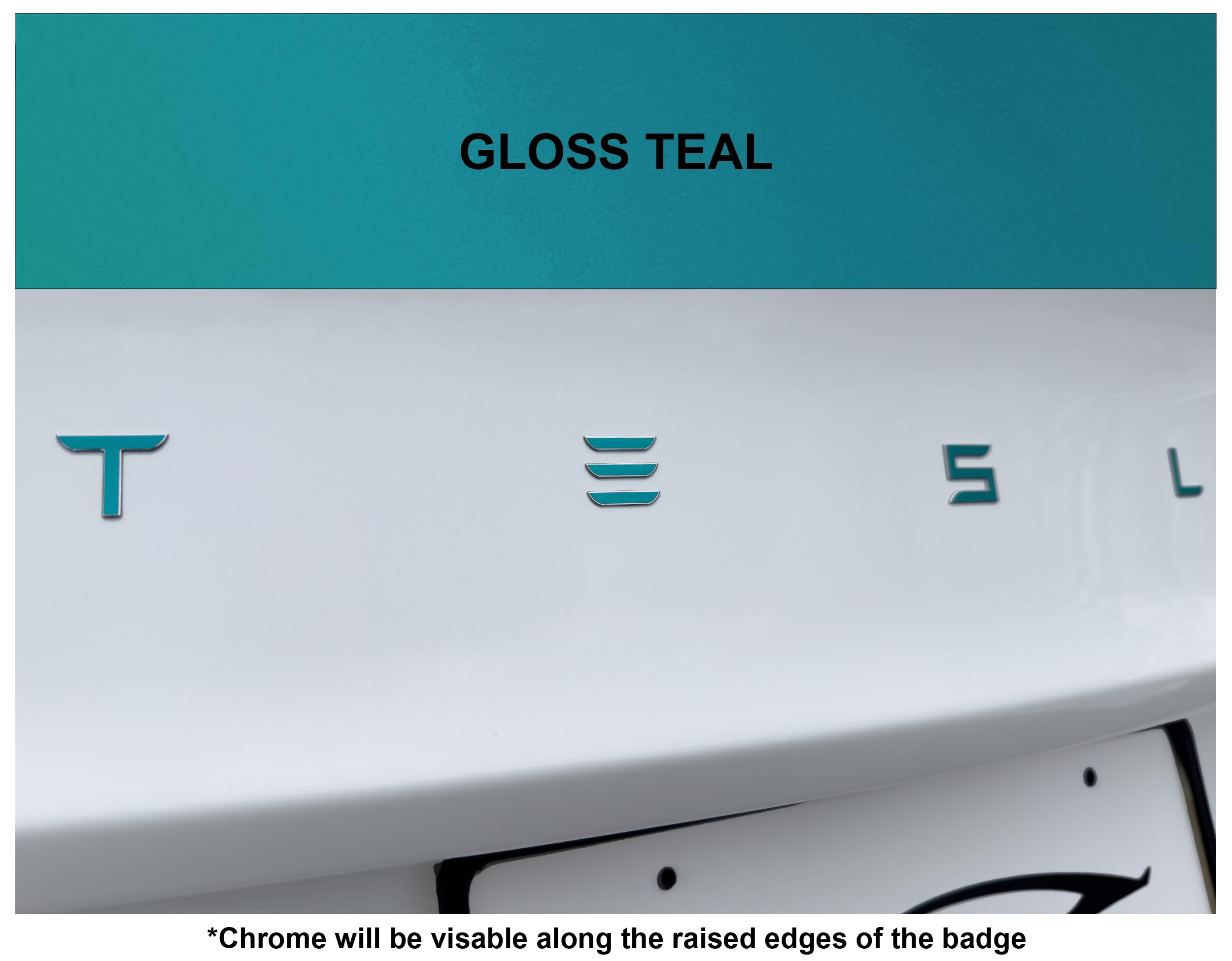 Custom Cut Graphics Vinyl Logo Wrap for Tesla Model 3 (2024 to Current), Standard Wrap, 2 pc-Set (Gloss Teal)