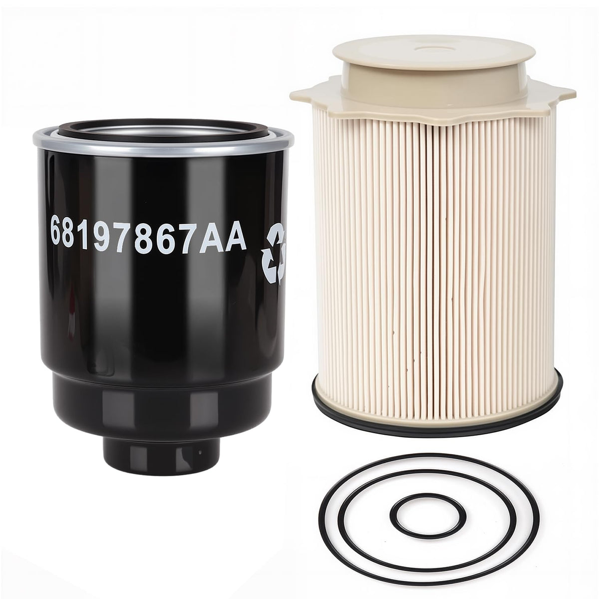 AUIVERED 6.7L Cummins Fuel Filter Water Separator Set 68197867AA and 68157291AA- Replacement for 2013-2018 Dodge Ram 2500 3500 4