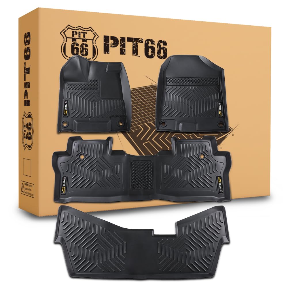 Pit66 Floor Mats Compatible With 2016-2022 Honda Pilot Sedan & Hatchback Coupe 8 2017-2021, Not Elite Models (Heavy Duty) Tpe 4-