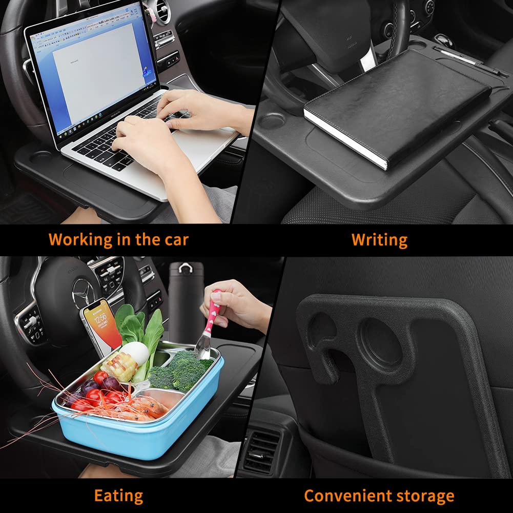 Car Steering Wheel Desk | Food Table For Car | Steering Wheel Tray For Constant Travelers, Fits Most Vehicles Steering Wheels (B