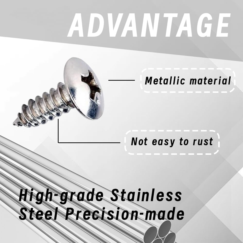 4Sets License Plate Screws, License Plate Bolts, License Plate Screw Kit, 4755299 3907444 A11719 Car Parts Stainless Steel Licen