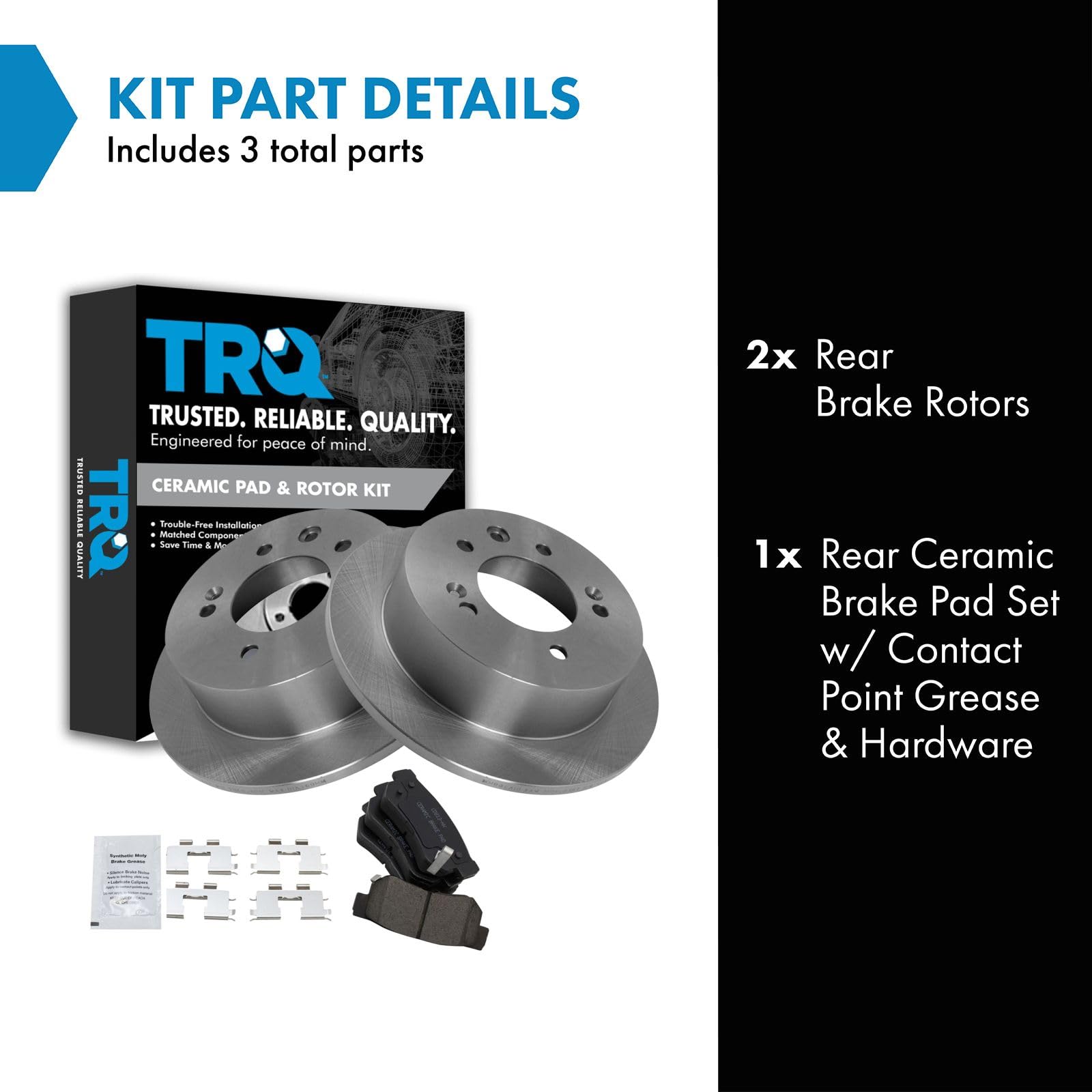 TRQ Rear Brake Pad & Rotor Kit Brake Pads Brake Rotor Ceramic Compatible with 2007-2010 Hyundai Elantra