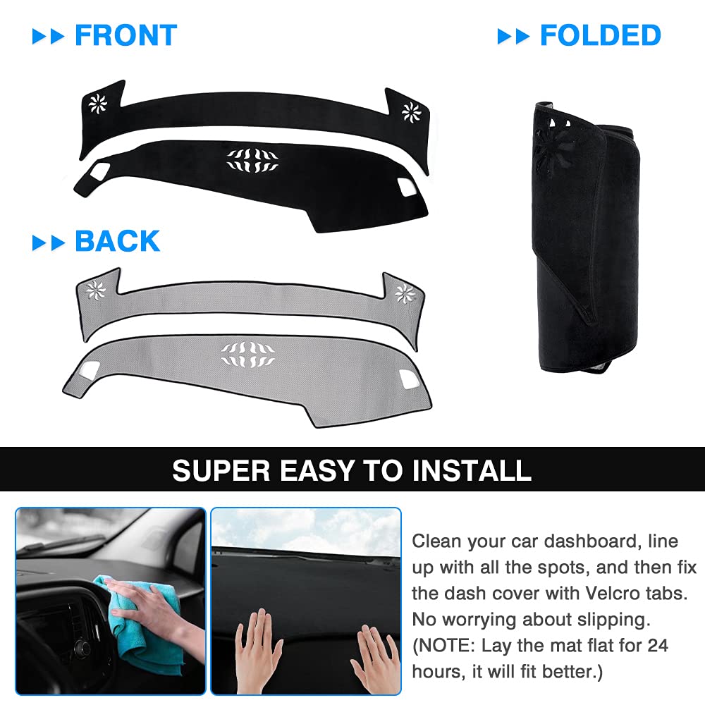 Autorder Dashboard Cover Mat For 2022 2023 2024 2025 Kia Carnival Accessories Dash Cover Dash Mat Glare Uv Rays Dashboard Protector