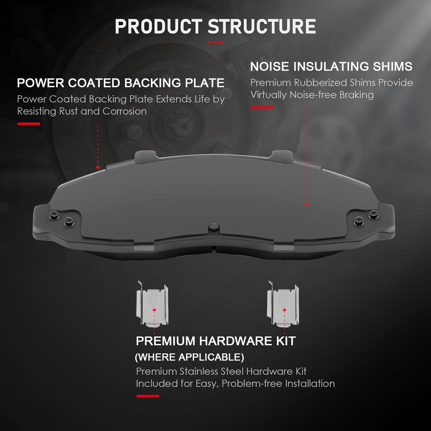 Cciyu D679 4Pcs Front Ceramic Brake Pads Kits 1999-2006 For Dodge,1997-2003 For Ford,1998-2002 For Lincoln