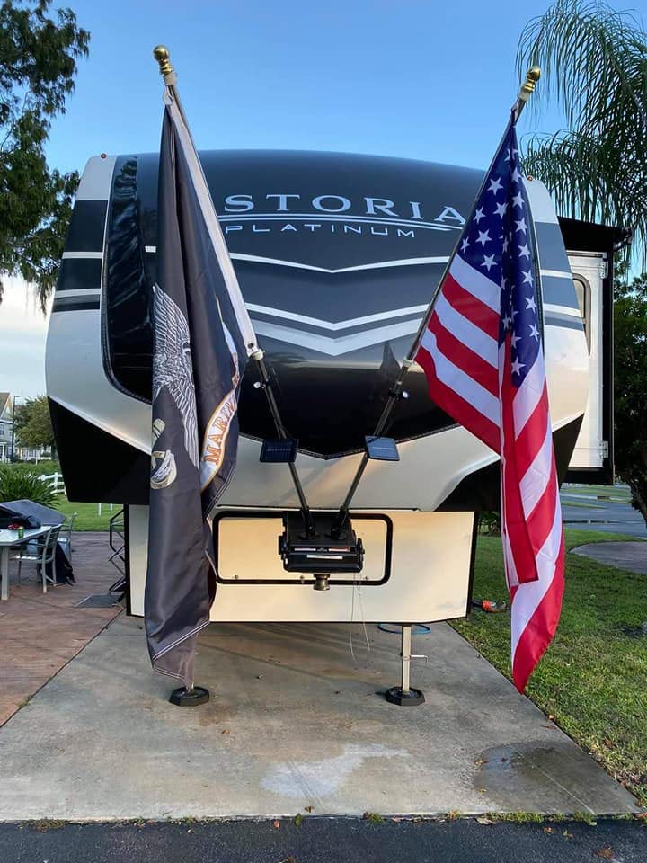 Magnetic Flag Holder (Double) | RV Accessory | No Drilling | Multi-Purpose Flag Holder