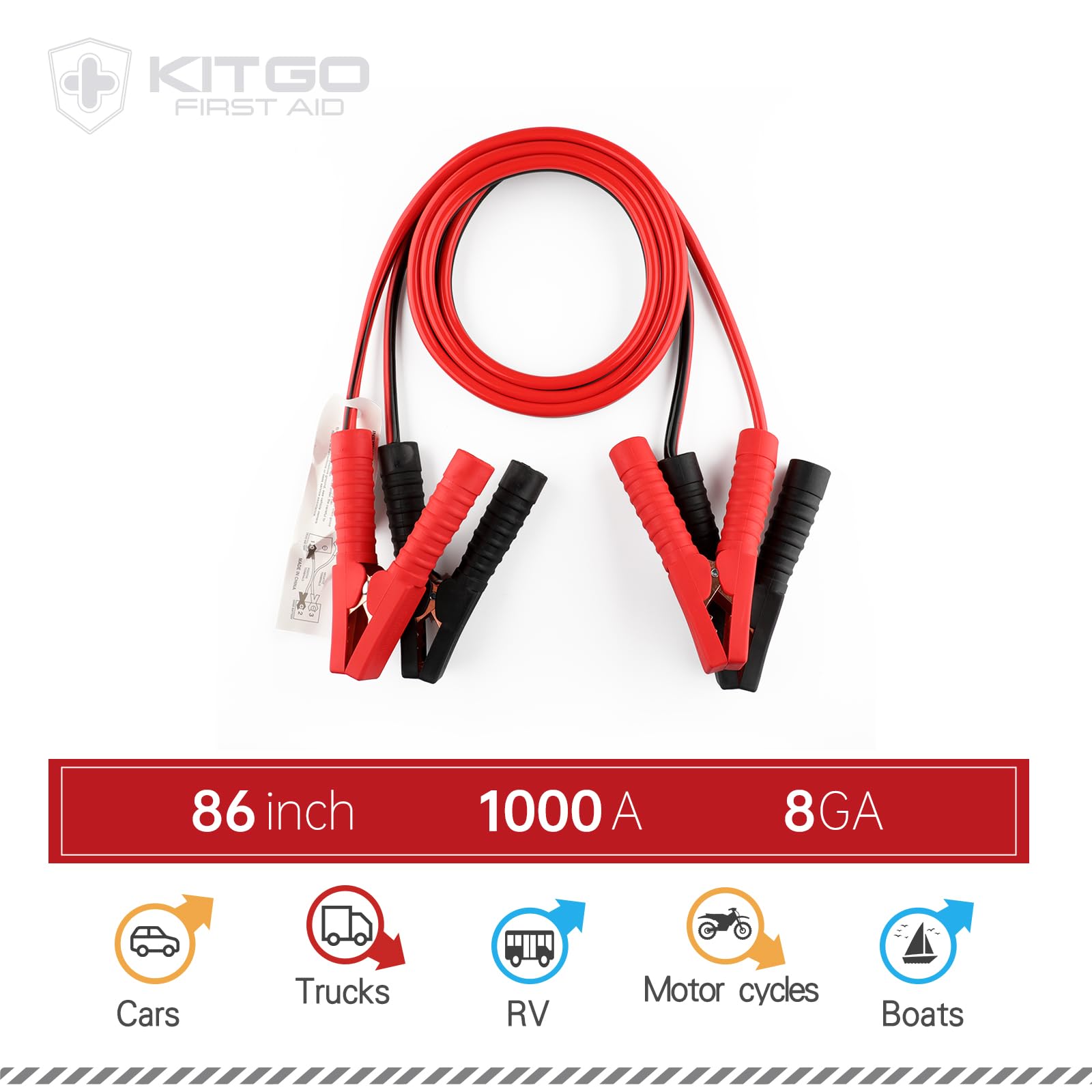 Kitgo Car Emergency Kit,Premium Roadside Assistance Essentials With Jumper Cables, Flashlight, Shovel, Screwdriver Set - Ideal A