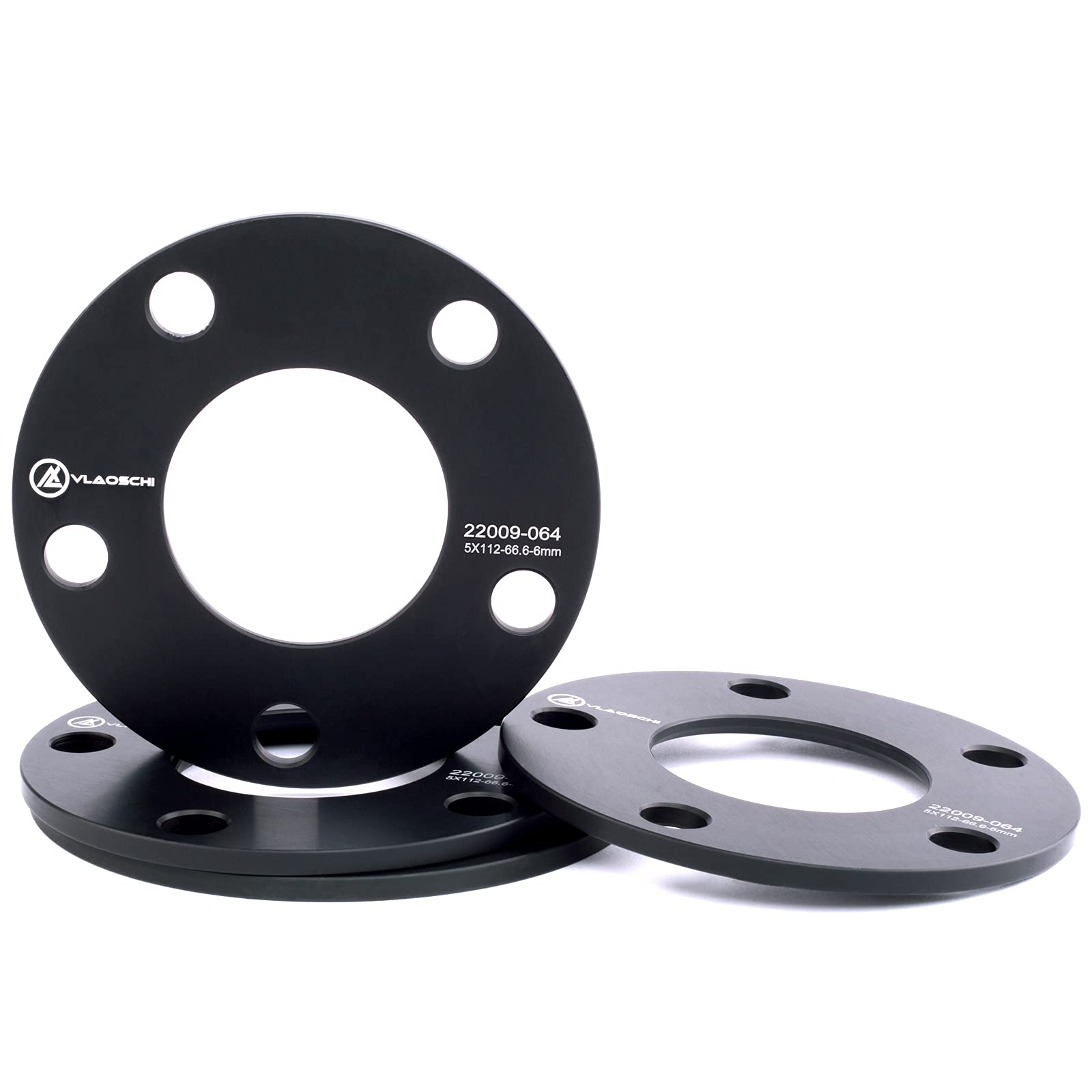 Vlaoschi Black 5X112 Hubcentric Wheel Spacers (No Lip 66.56Mm Bore) 1/4 Inch (6Mm) Compatible With Benz Bmw-Audi 5 Lug For A4 A5